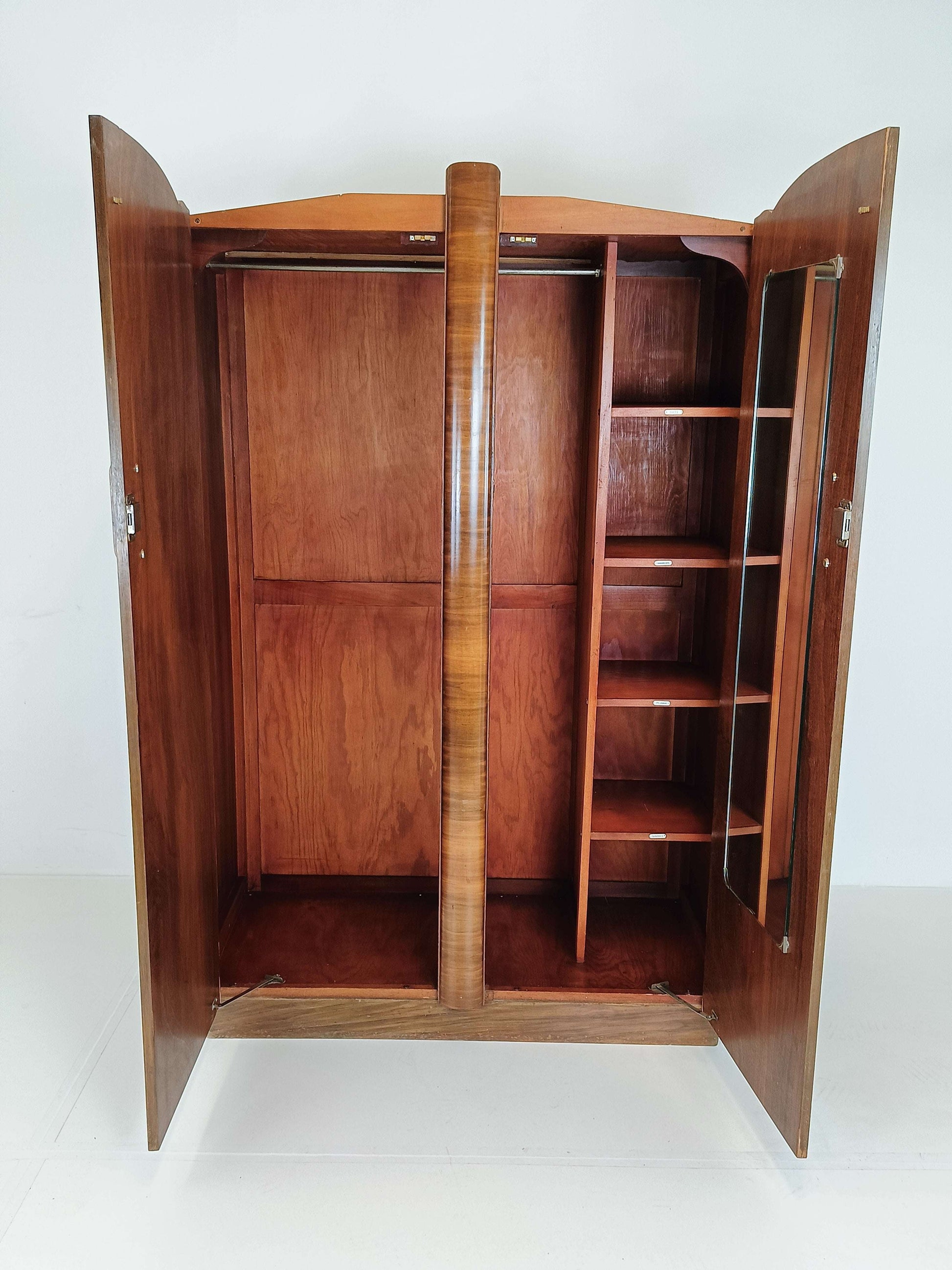 Beautiful English Art Deco Burrnut Wardrobe Beautiful English Art Deco Burrnut Wardrobe