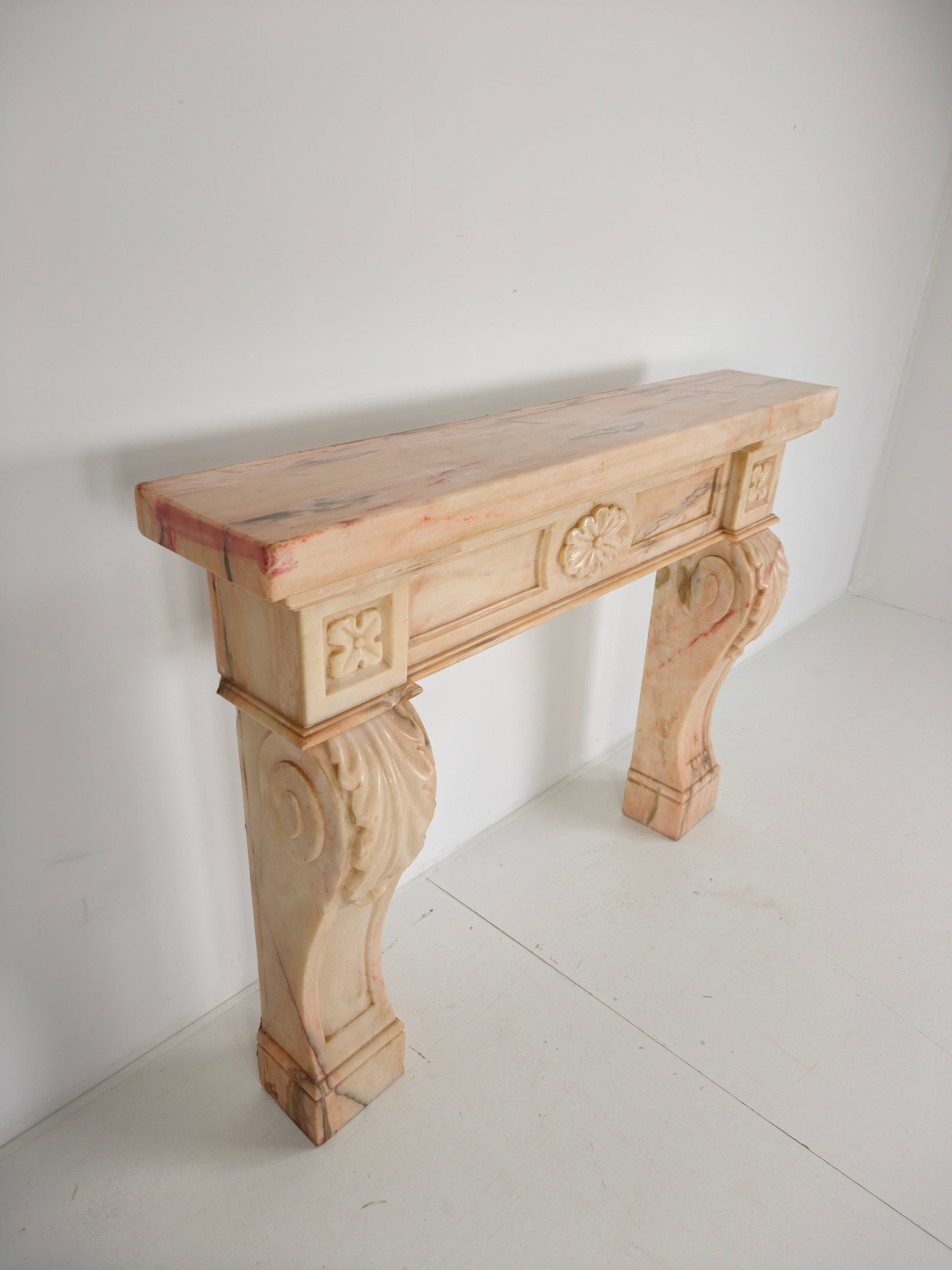 Beautiful Italian Marble Fireplace Mantel – Floral & Leaf Motif | c.1920 Beautiful Italian Marble Fireplace Mantel – Floral & Leaf Motif | c.1920