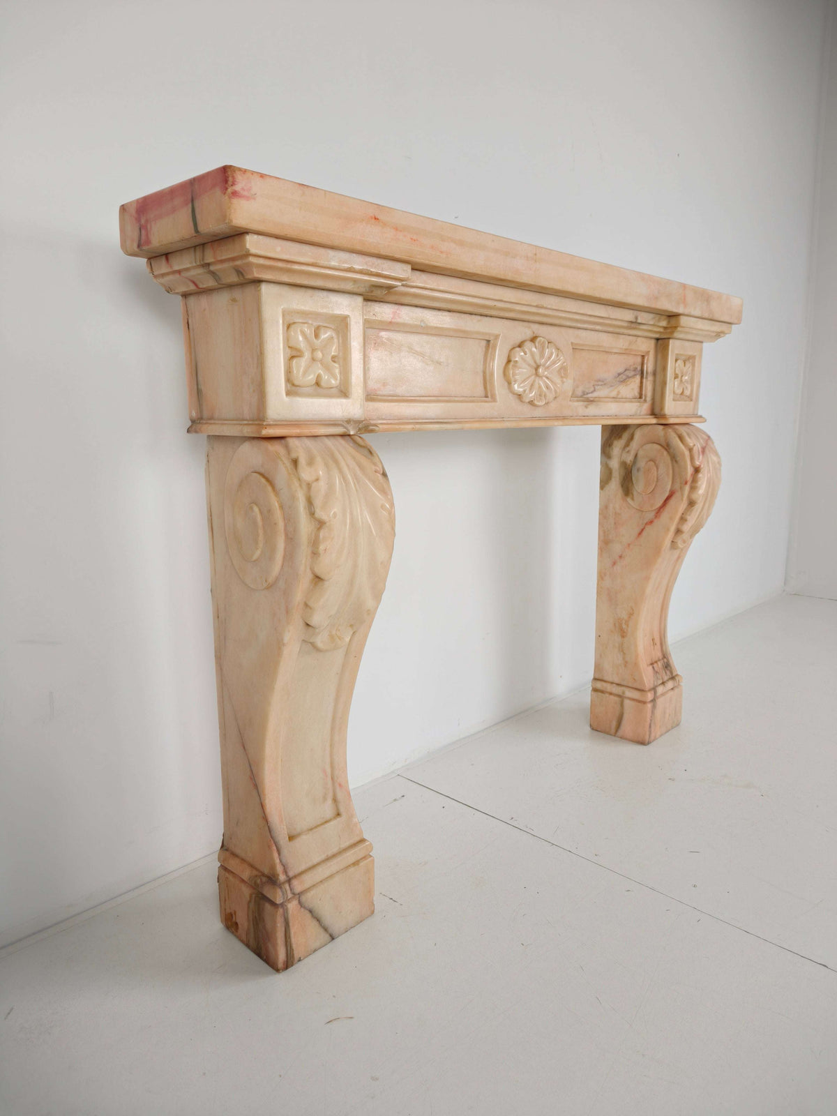 Beautiful Italian Marble Fireplace Mantel – Floral & Leaf Motif | c.1920 Beautiful Italian Marble Fireplace Mantel – Floral & Leaf Motif | c.1920