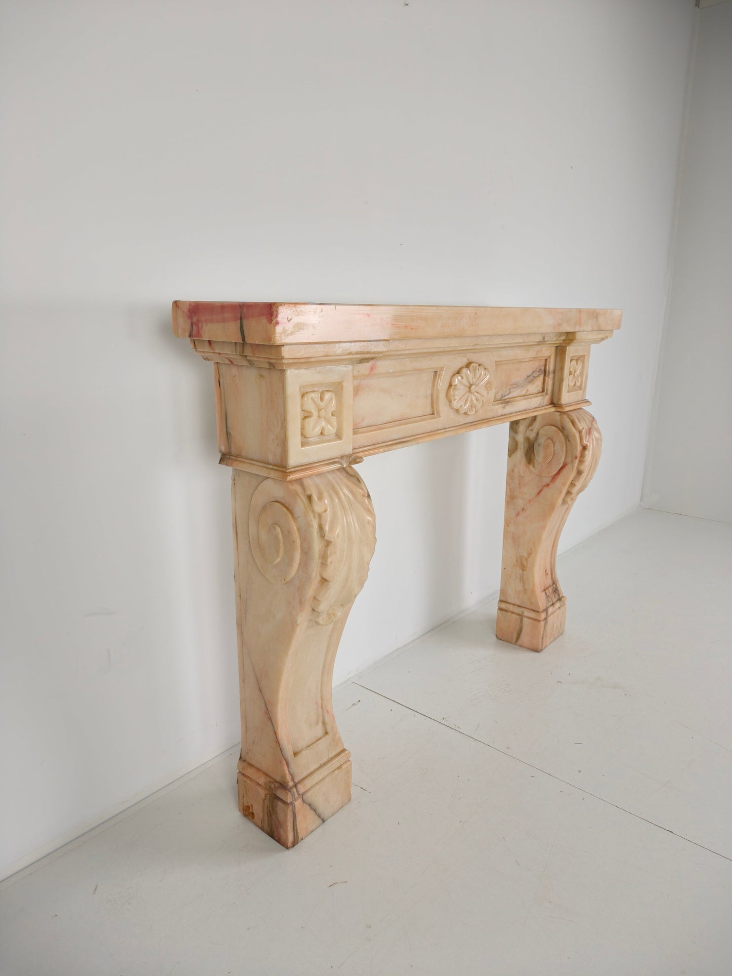 Beautiful Italian Marble Fireplace Mantel – Floral & Leaf Motif | c.1920 Beautiful Italian Marble Fireplace Mantel – Floral & Leaf Motif | c.1920