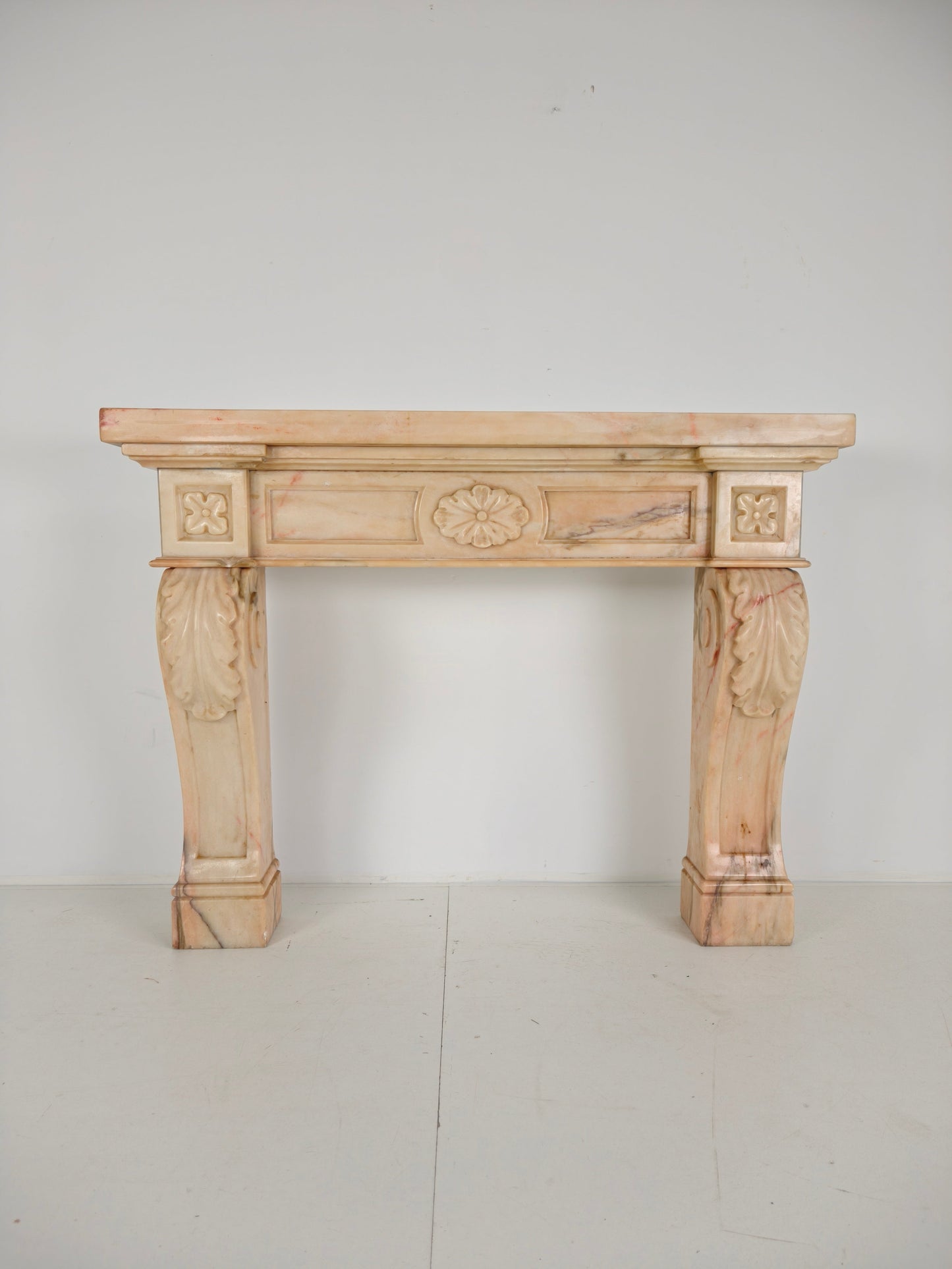 Beautiful Italian Marble Fireplace Mantel – Floral & Leaf Motif | c.1920 Beautiful Italian Marble Fireplace Mantel – Floral & Leaf Motif | c.1920