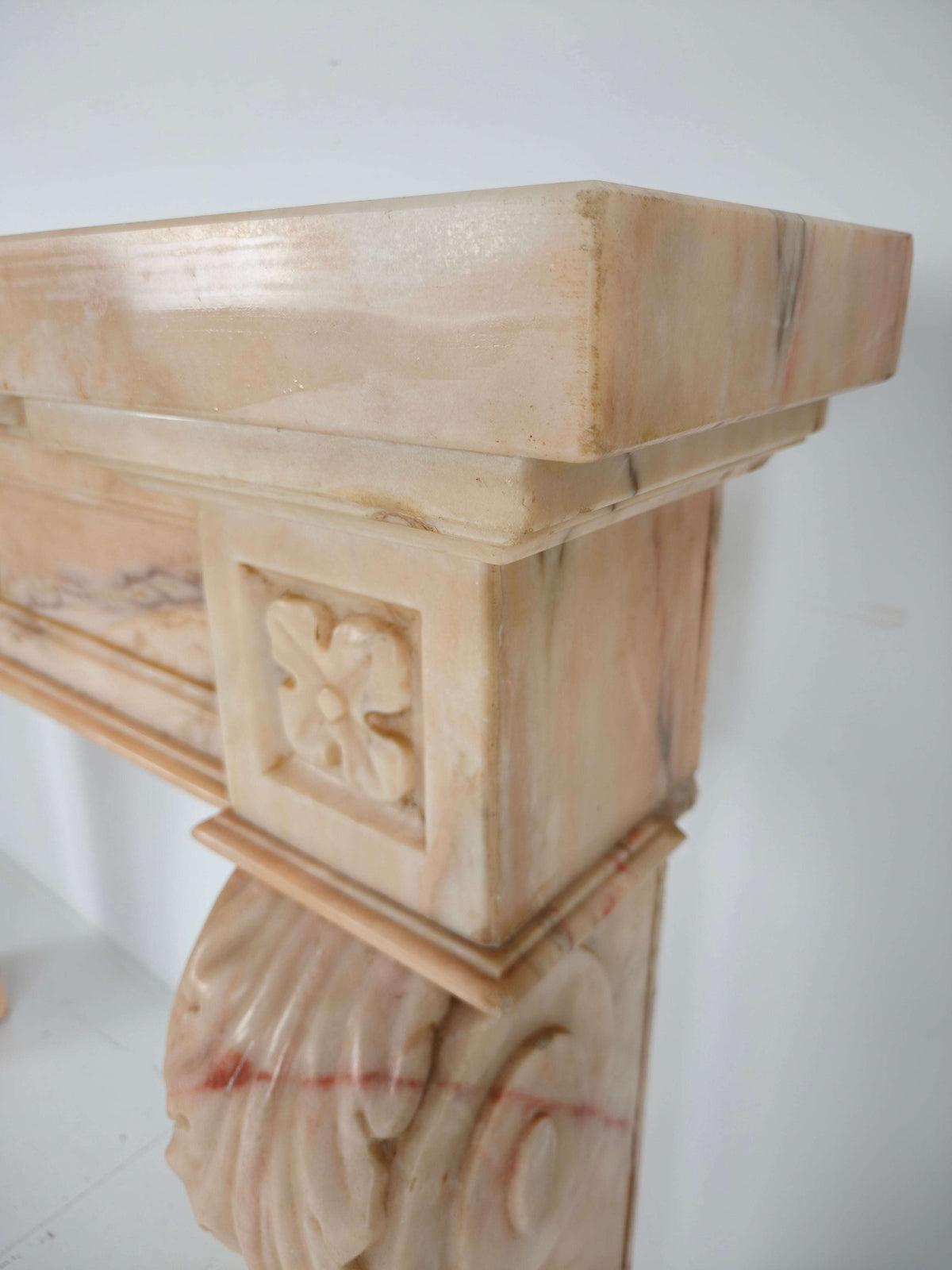 Beautiful Italian Marble Fireplace Mantel – Floral & Leaf Motif | c.1920 Beautiful Italian Marble Fireplace Mantel – Floral & Leaf Motif | c.1920