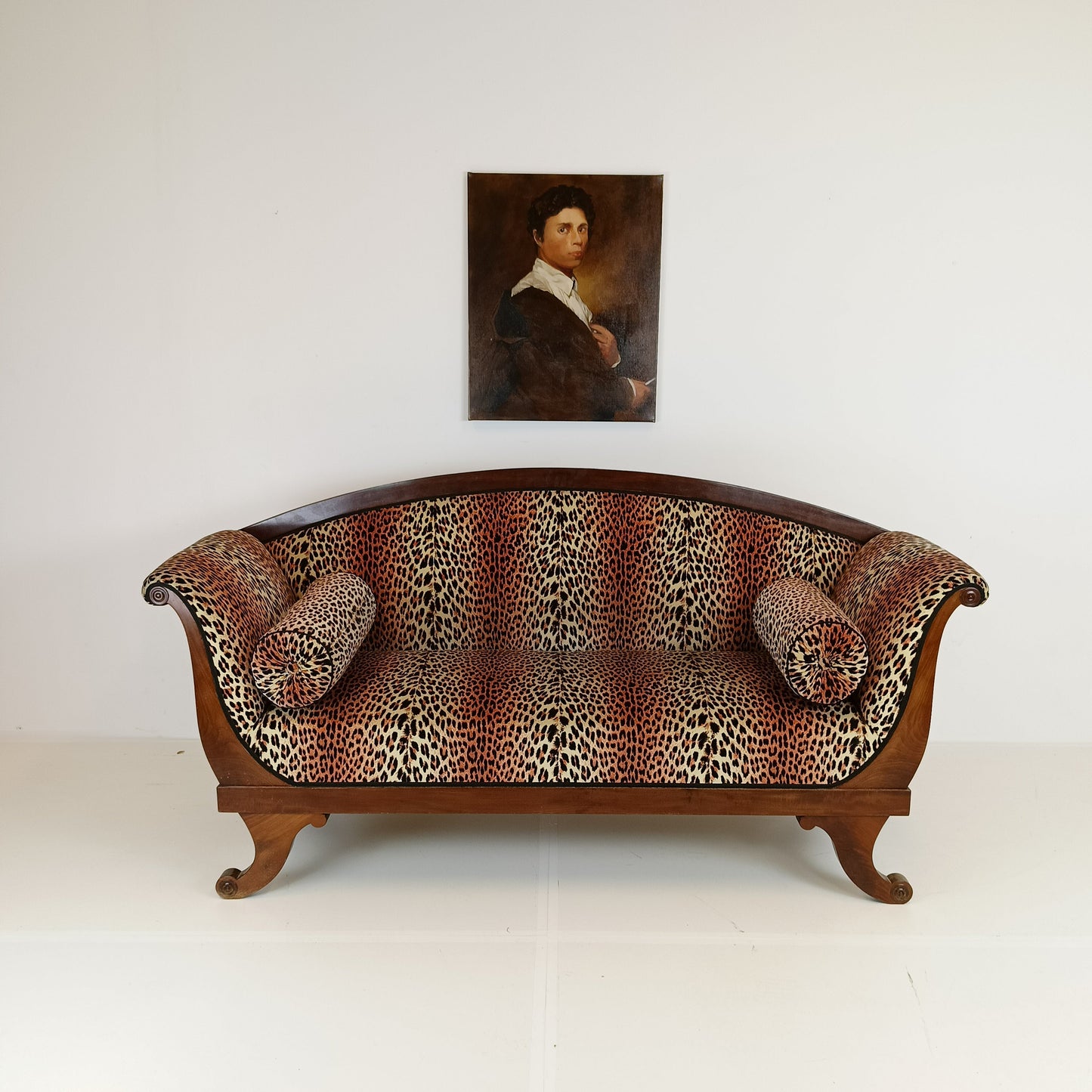 Biedermeyer Style Sofa In Leopard Trim Biedermeyer Style Sofa In Leopard Trim