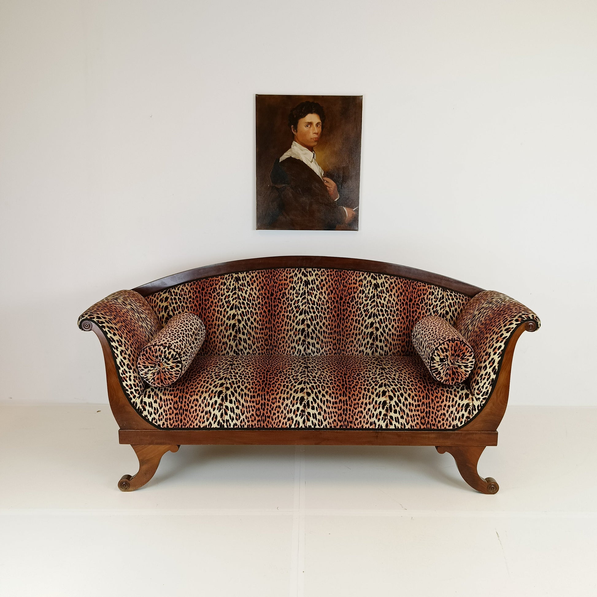 Biedermeyer Style Sofa In Leopard Trim Biedermeyer Style Sofa In Leopard Trim