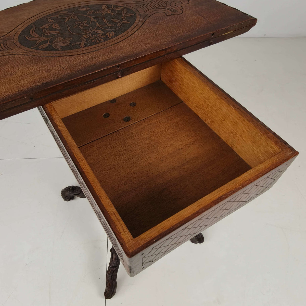 Black Forest Card Table by Horrix – 1880 Black Forest Card Table by Horrix – 1880