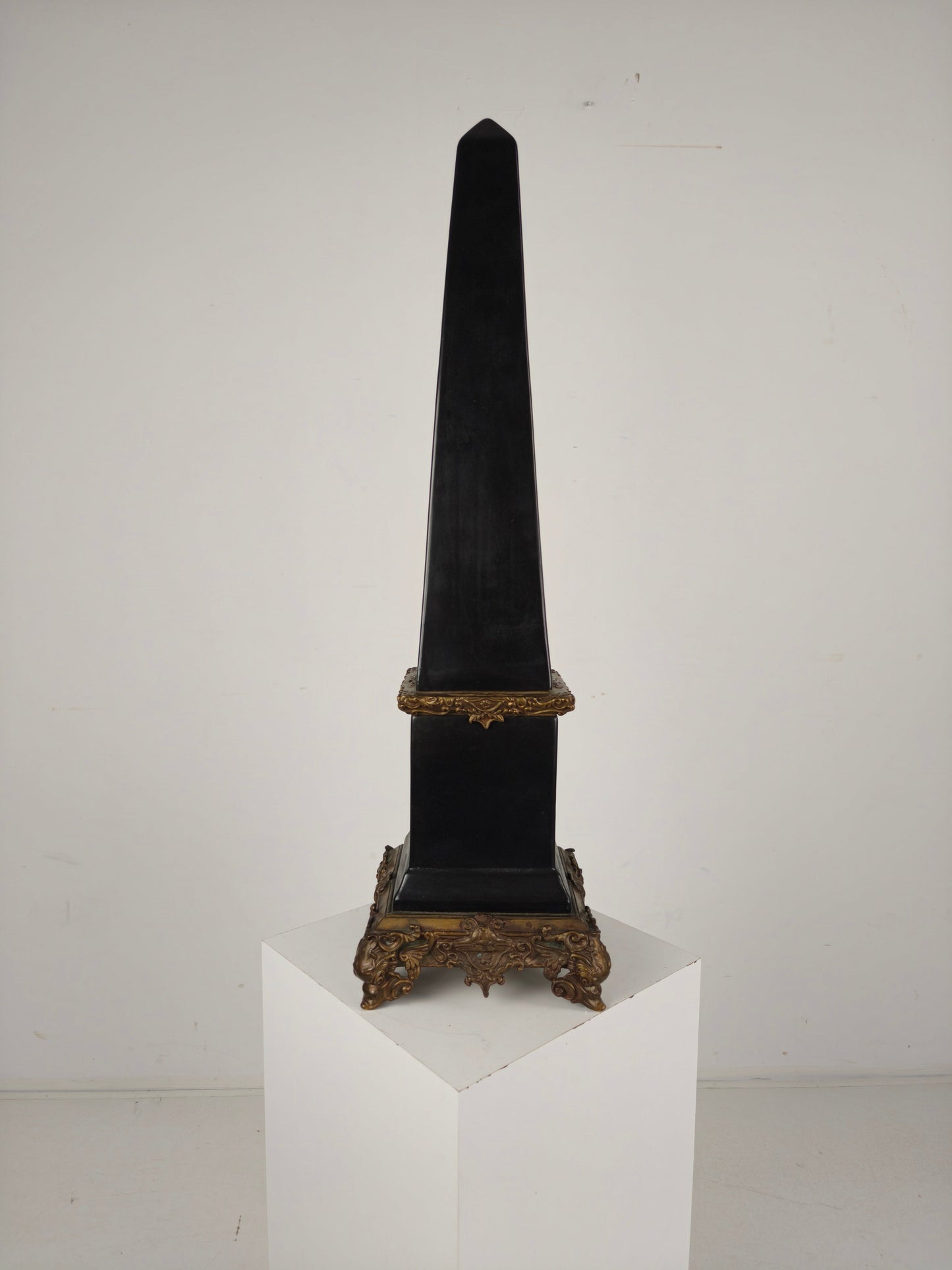 Black Porcelain Obelisk with Bronze Ornaments Black Porcelain Obelisk with Bronze Ornaments