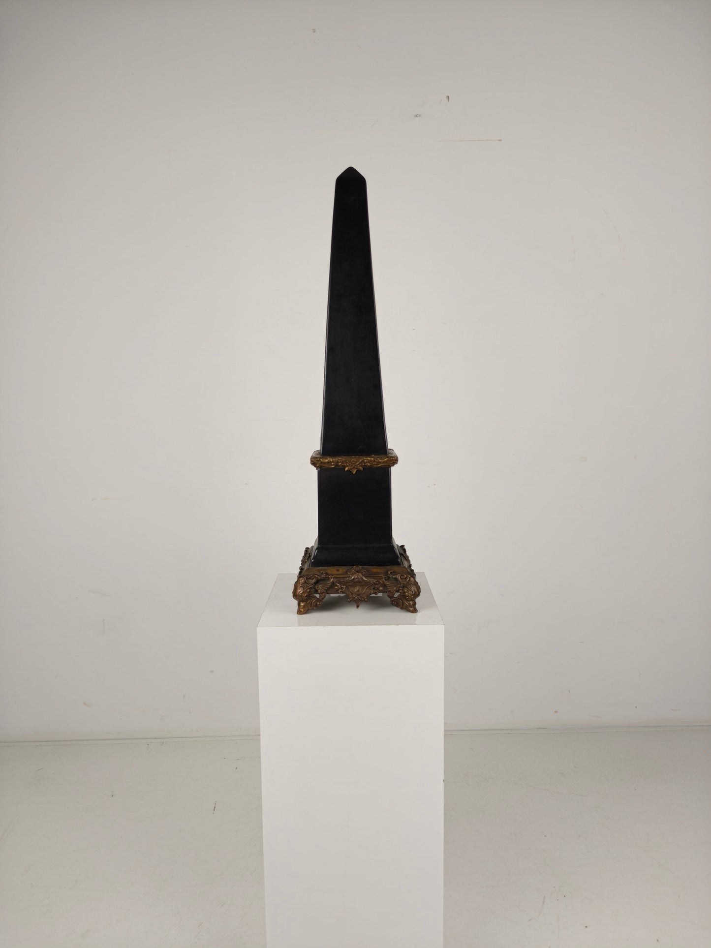 Black Porcelain Obelisk with Bronze Ornaments Black Porcelain Obelisk with Bronze Ornaments