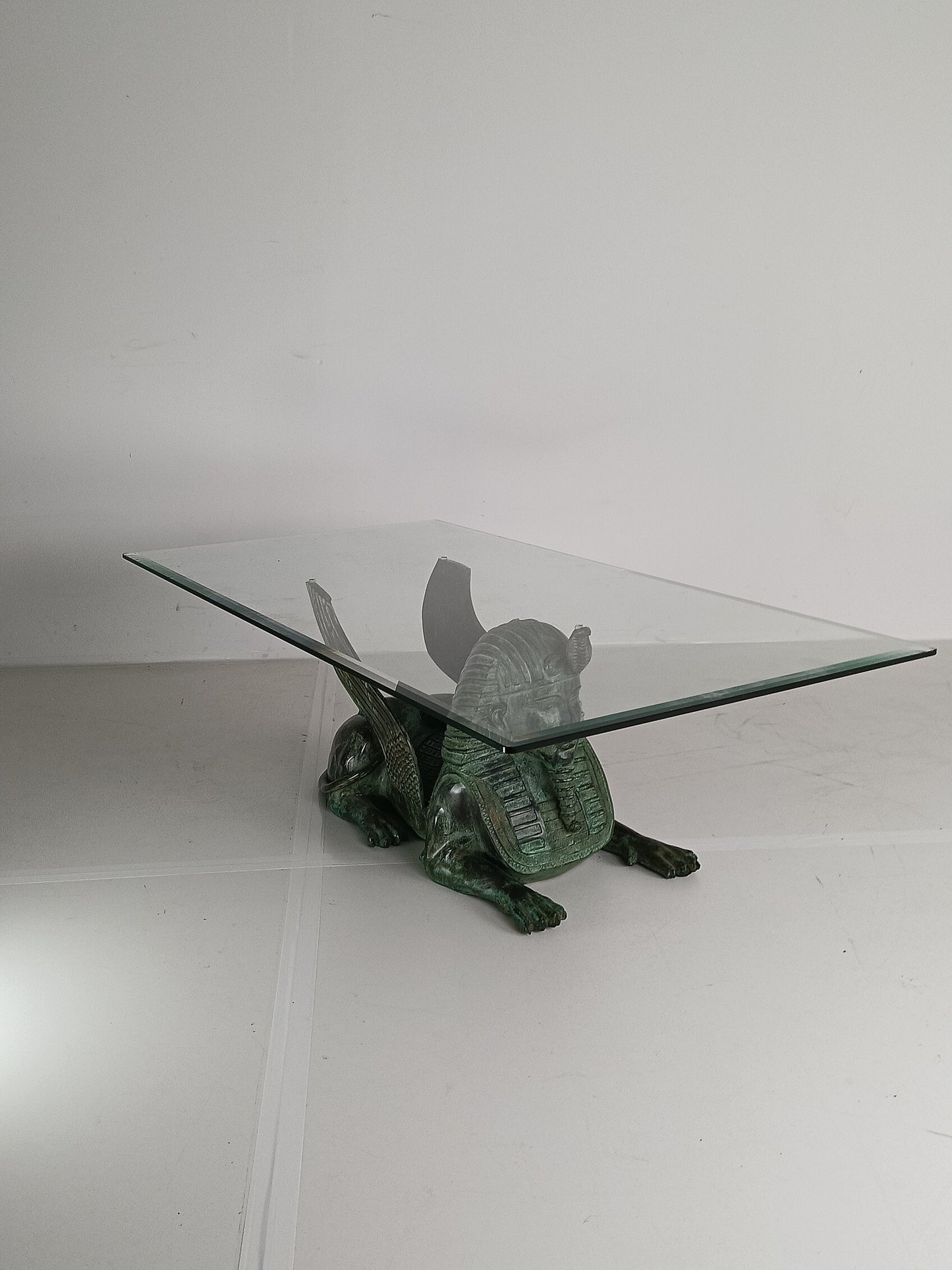 Bronze Sphinx Table With Glass Top Bronze Sphinx Table With Glass Top