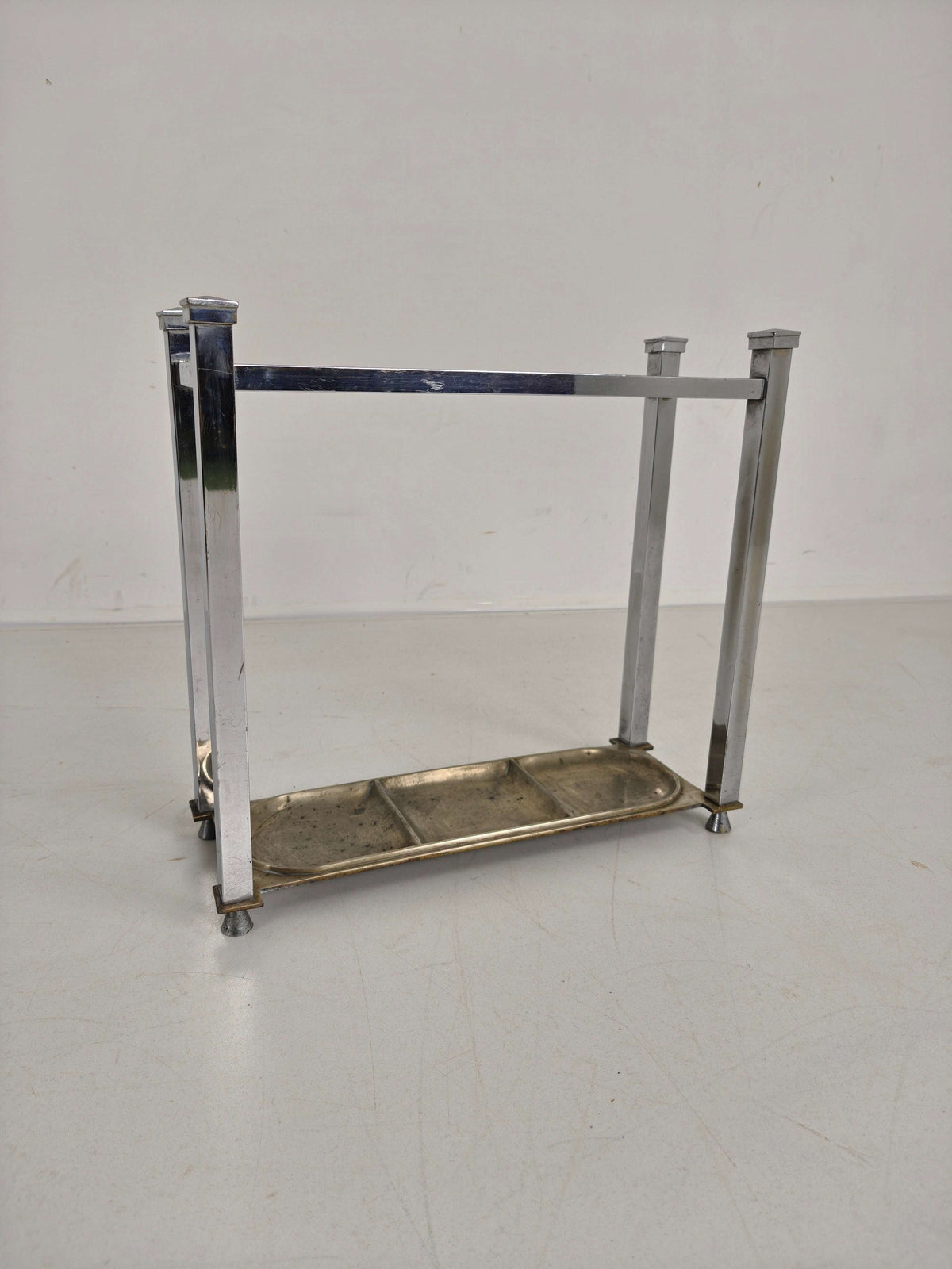 Chrome Art Deco Umbrella/Walking Stick Stand – Small Model Chrome Art Deco Umbrella/Walking Stick Stand – Small Model