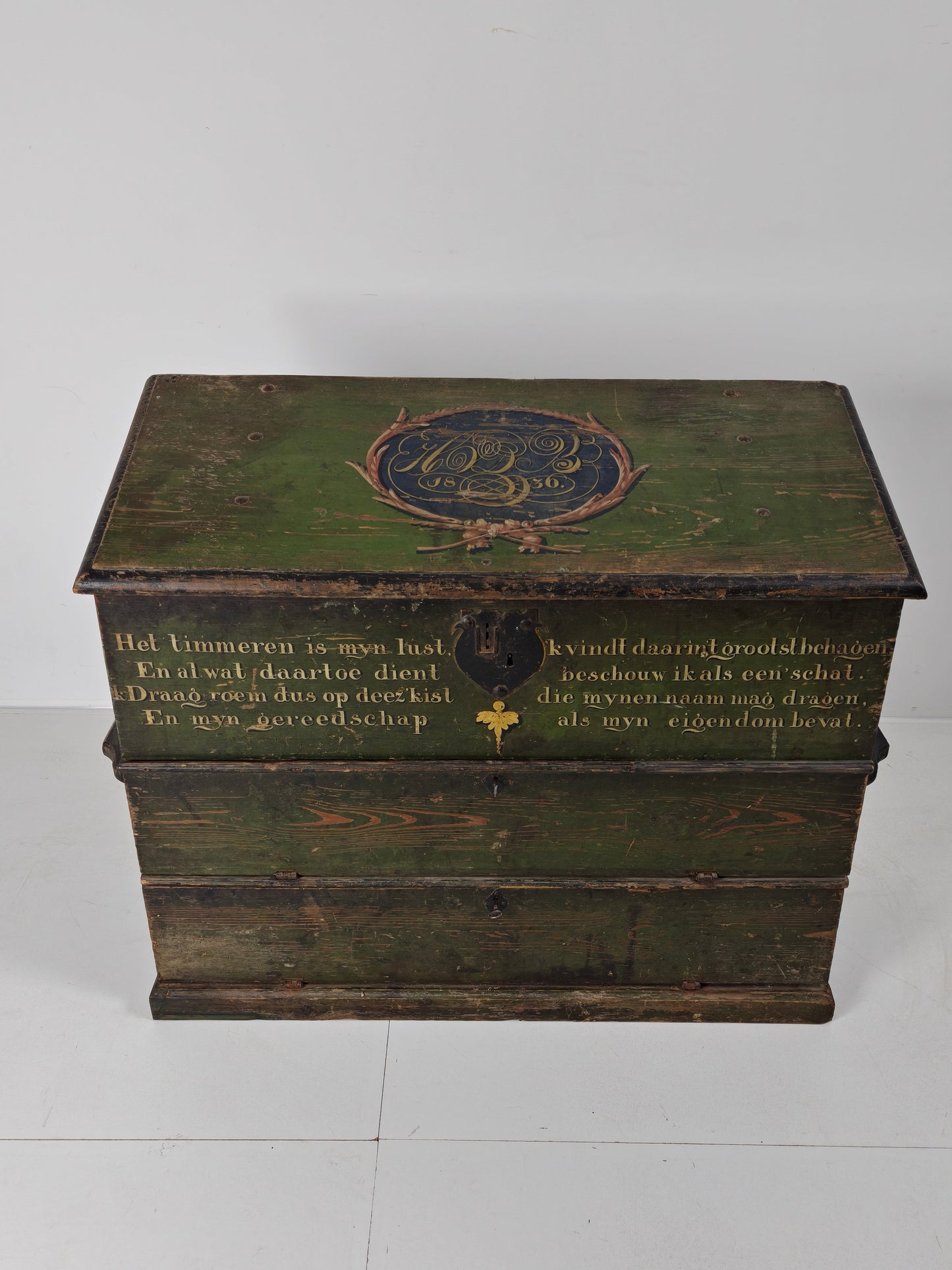 Dutch Hand-Painted Tool Chest | 1836 | Folk Art Dutch Hand-Painted Tool Chest | 1836 | Folk Art