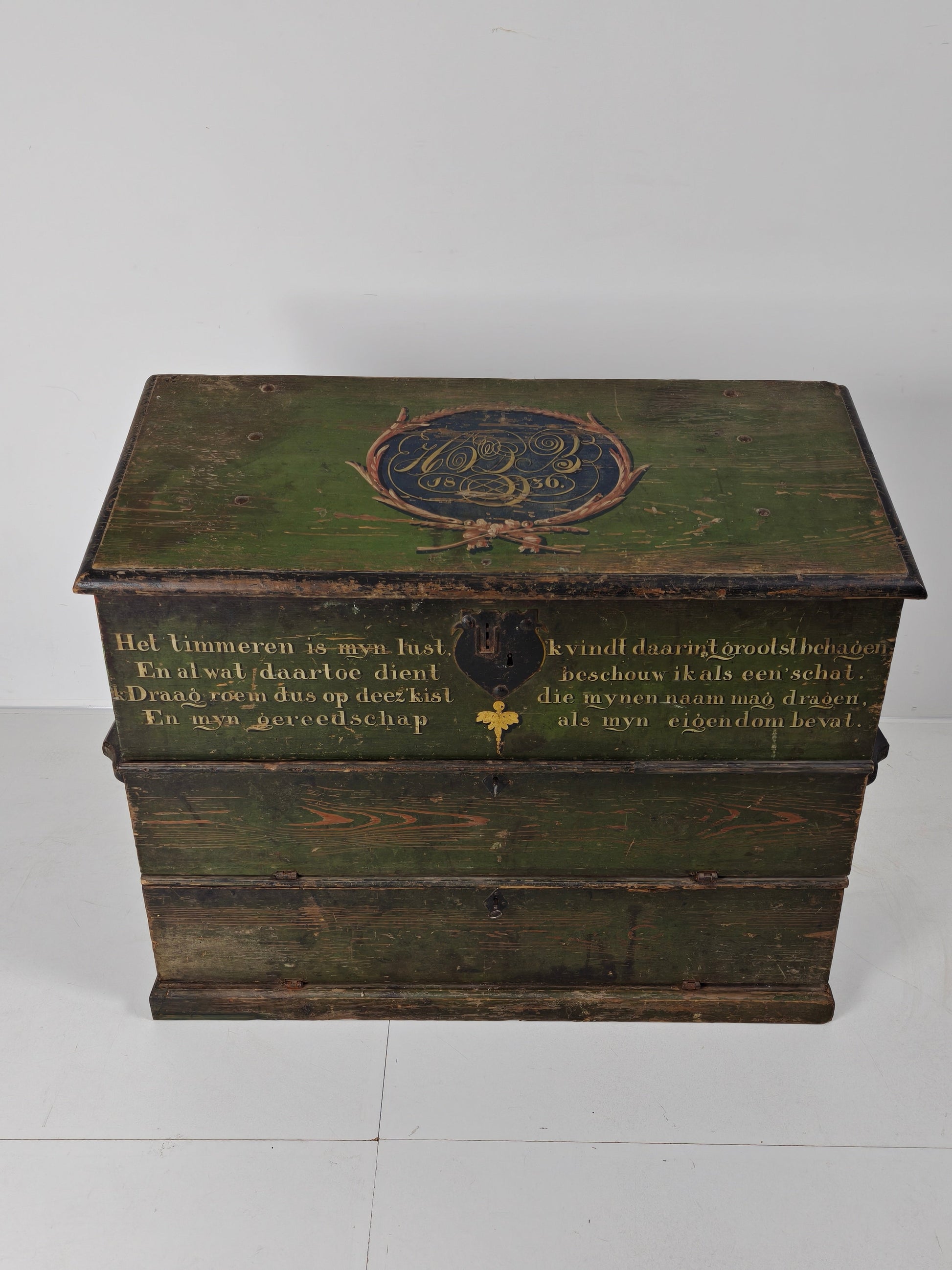 Dutch Hand-Painted Tool Chest | 1836 | Folk Art Dutch Hand-Painted Tool Chest | 1836 | Folk Art
