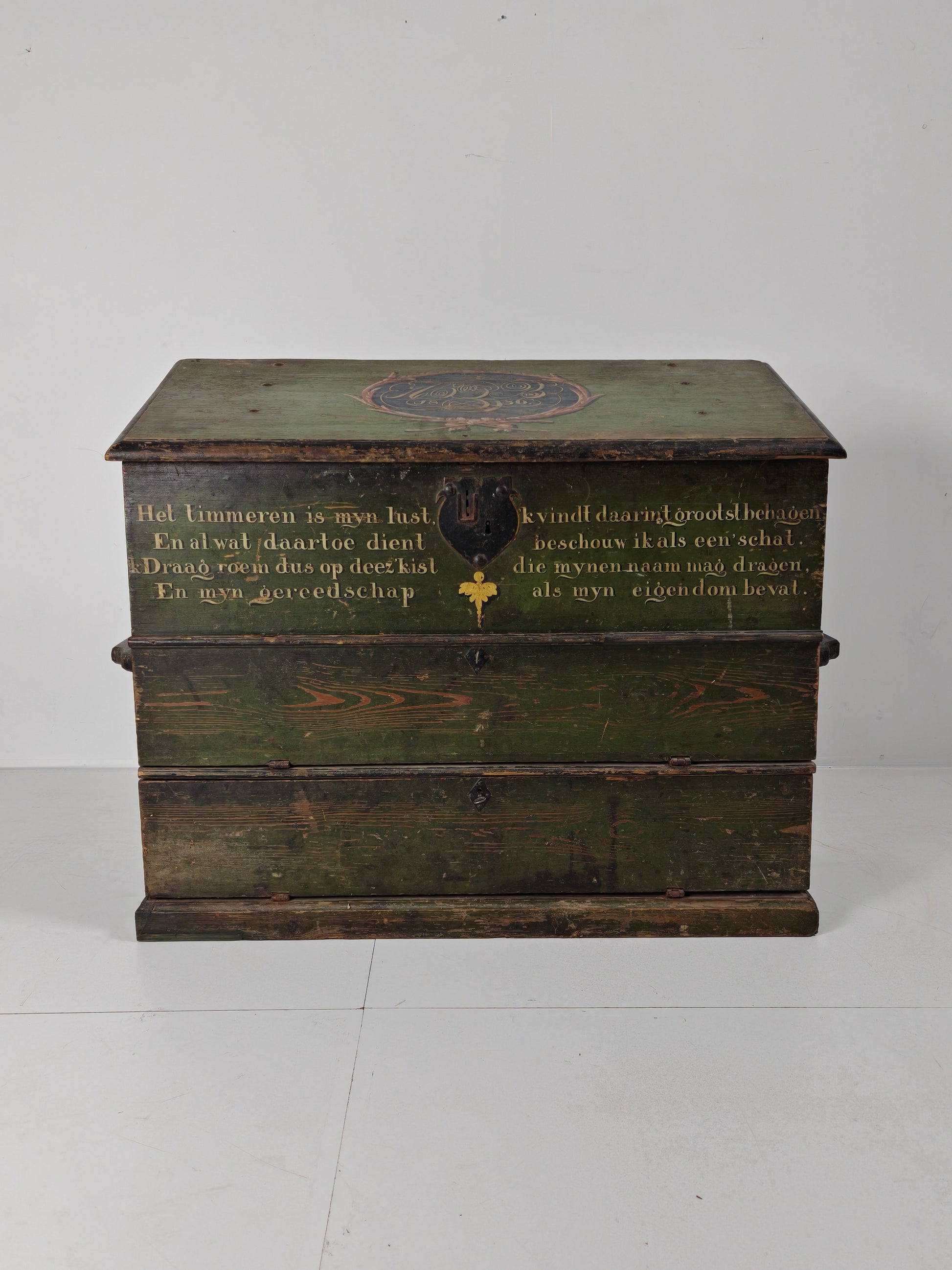 Dutch Hand-Painted Tool Chest | 1836 | Folk Art Dutch Hand-Painted Tool Chest | 1836 | Folk Art