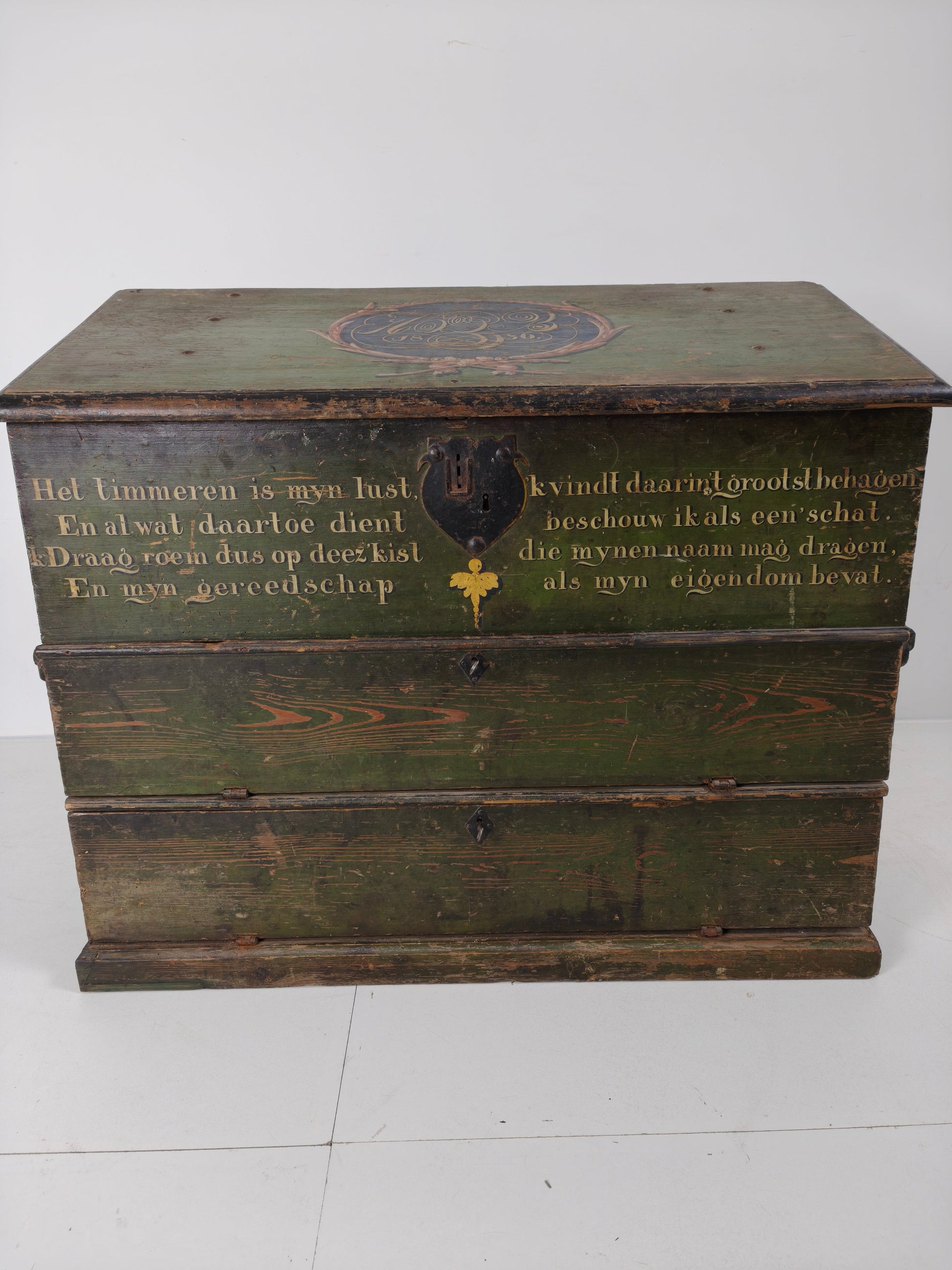 Dutch Hand-Painted Tool Chest | 1836 | Folk Art Dutch Hand-Painted Tool Chest | 1836 | Folk Art