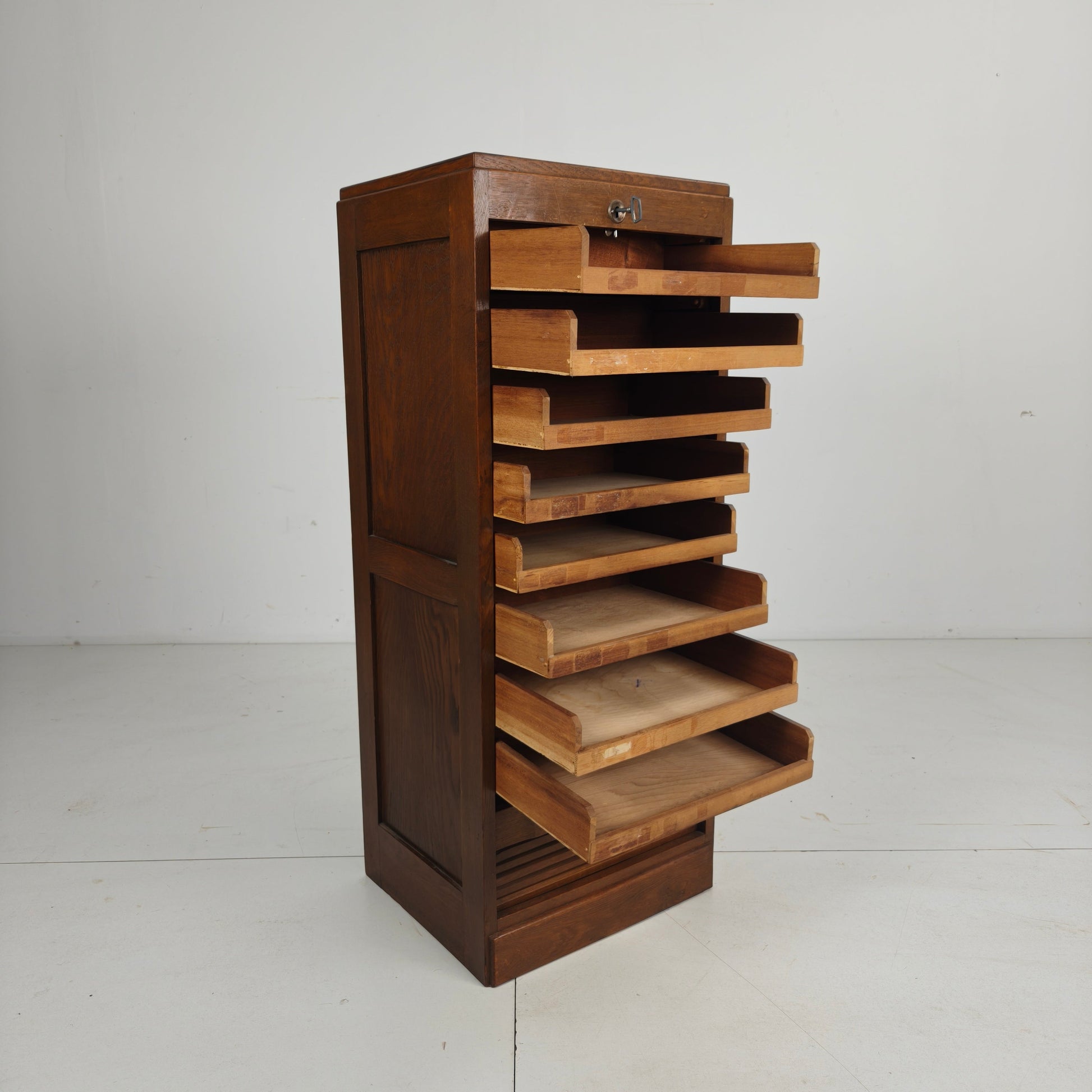 Dutch Oak tambour Archive Cabinet, 1920s–1930s Dutch Oak tambour Archive Cabinet, 1920s–1930s