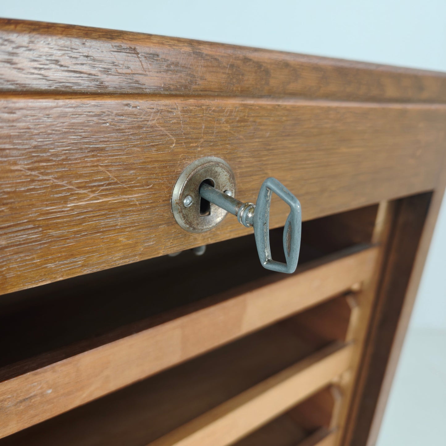 Dutch Oak tambour Archive Cabinet, 1920s–1930s Dutch Oak tambour Archive Cabinet, 1920s–1930s