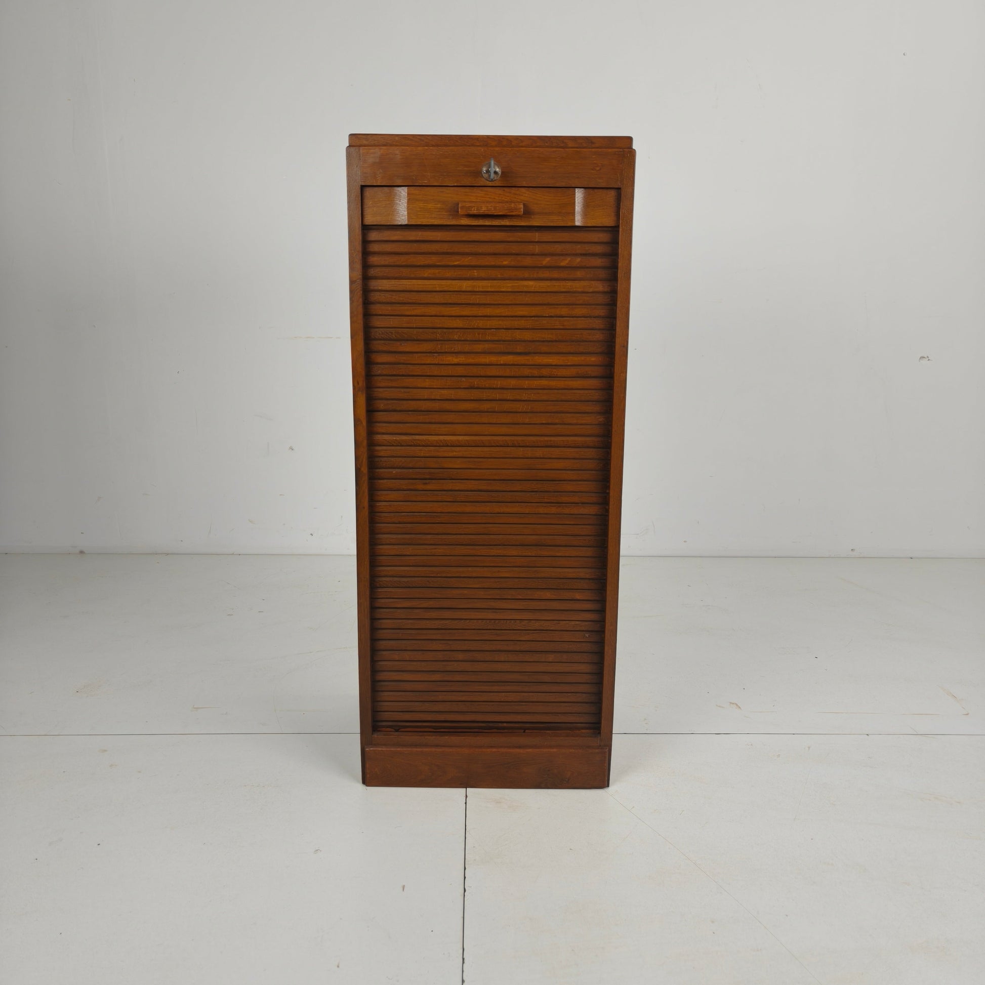 Dutch Oak tambour Archive Cabinet, 1920s–1930s Dutch Oak tambour Archive Cabinet, 1920s–1930s