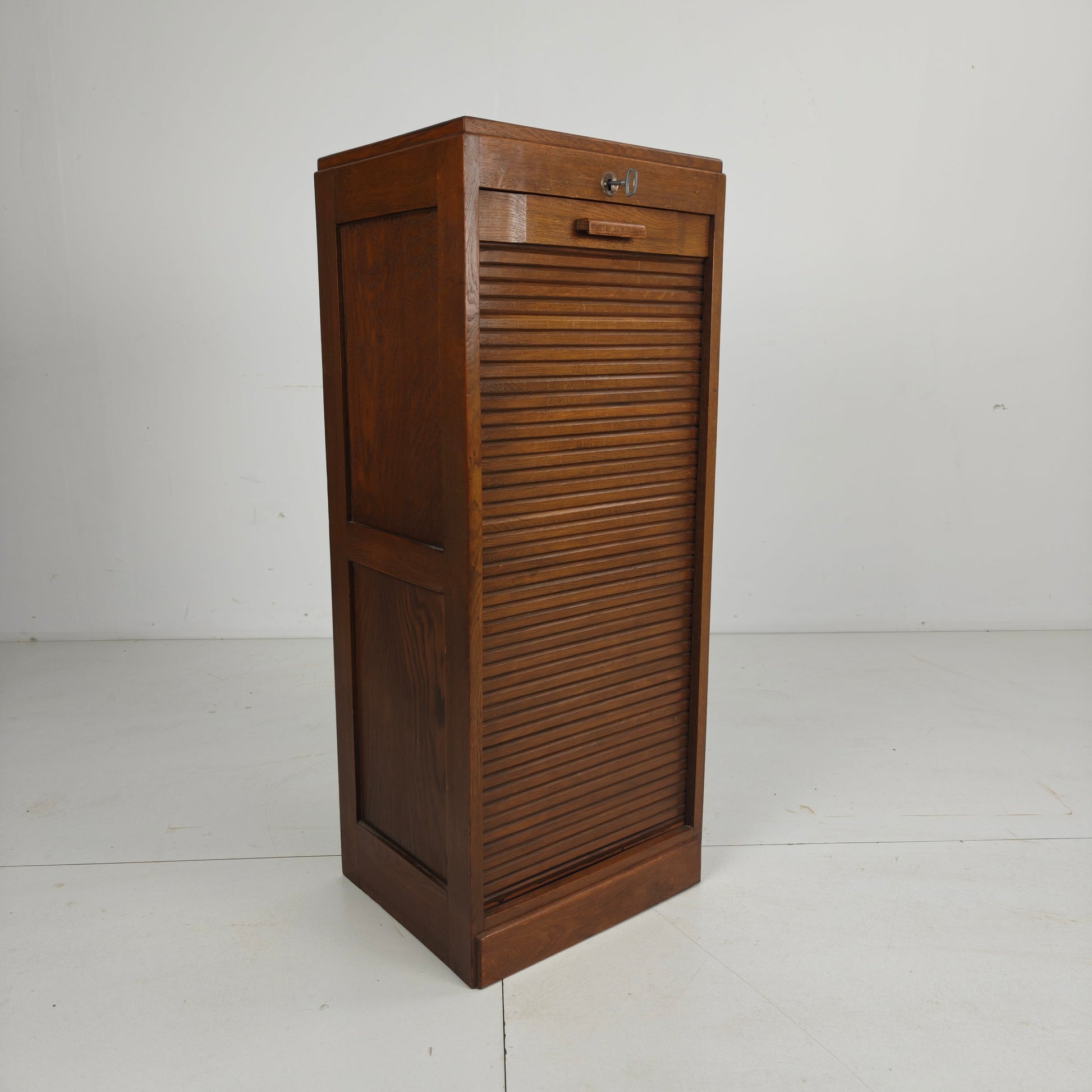 Dutch Oak tambour Archive Cabinet, 1920s–1930s Dutch Oak tambour Archive Cabinet, 1920s–1930s