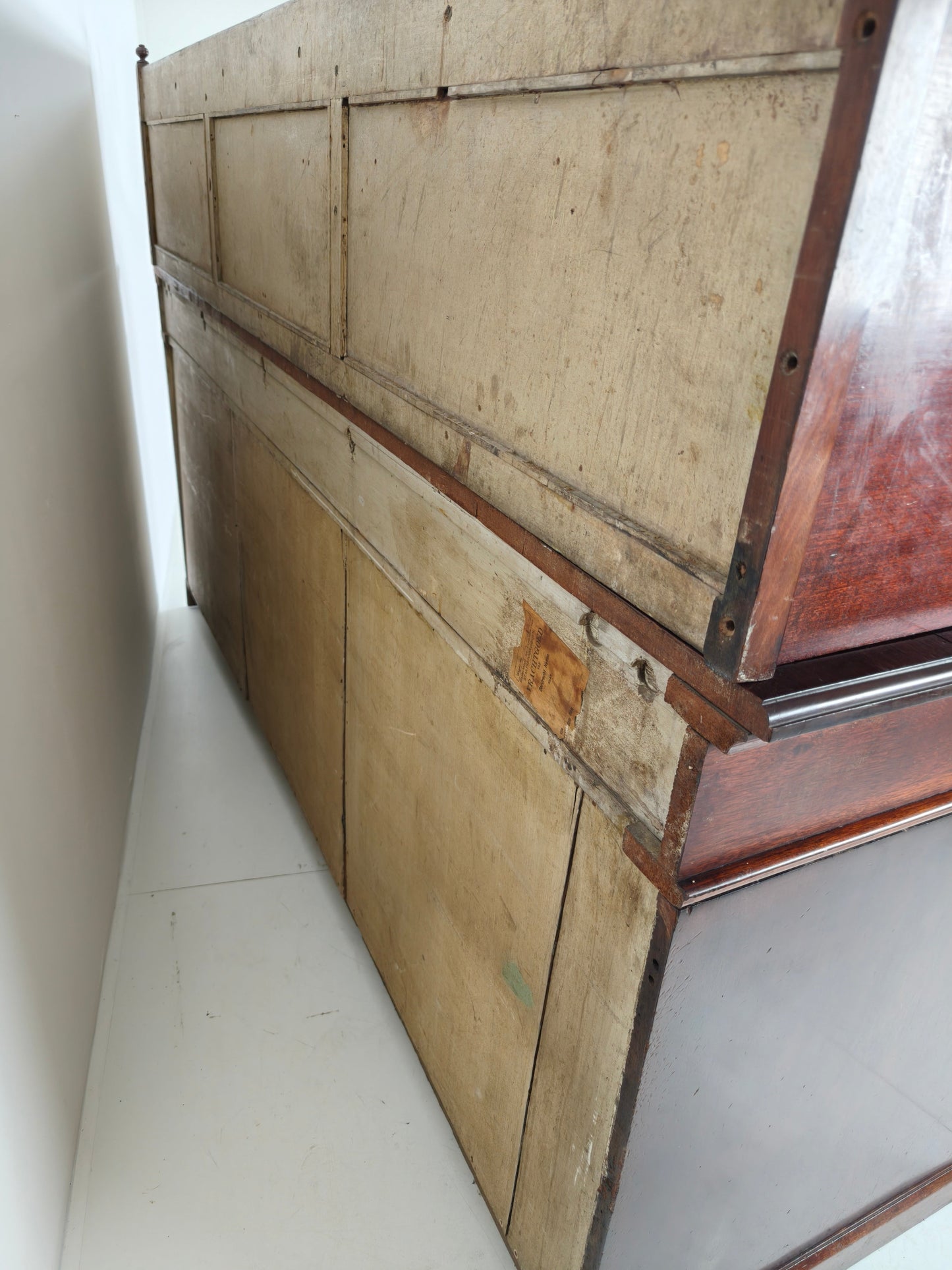 Early 20th-Century English Mahogany Dresser / Sideboard – Brass Campaign Hardware Early 20th-Century English Mahogany Dresser / Sideboard – Brass Campaign Hardware