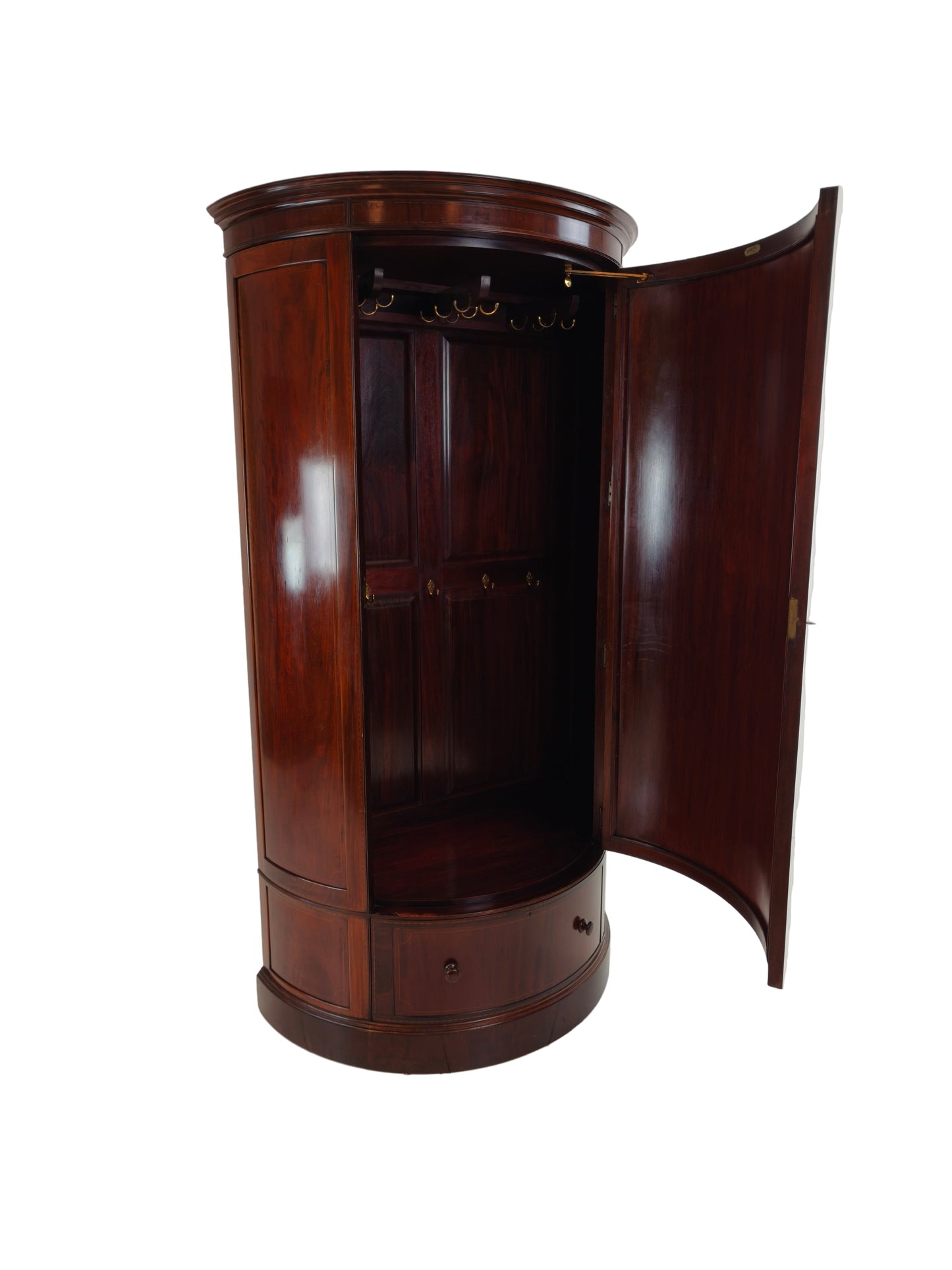 Edwardian Mahogany Bow-Fronted Wardrobe by Maple & Co Edwardian Mahogany Bow-Fronted Wardrobe by Maple & Co