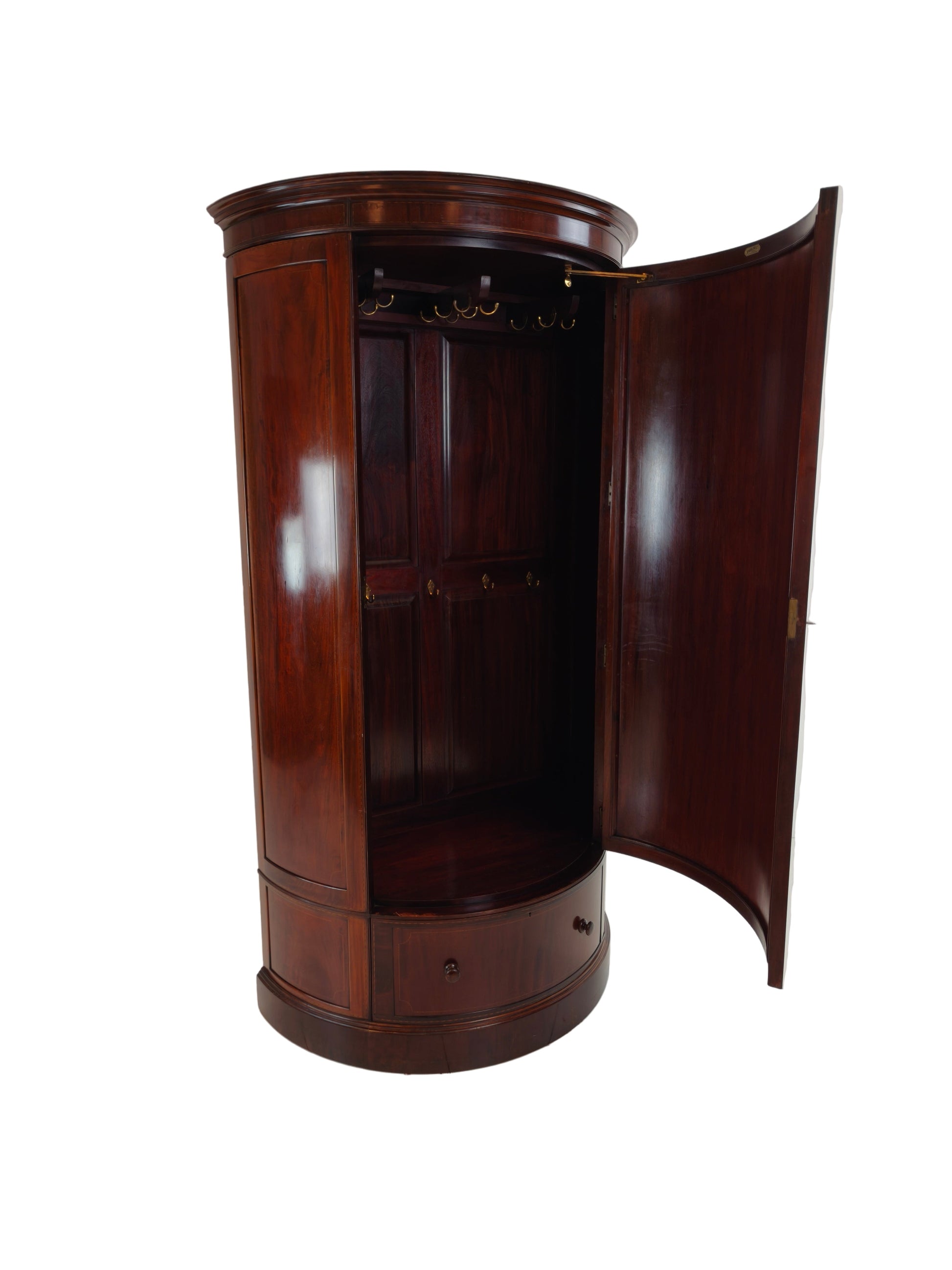 Edwardian Mahogany Bow-Fronted Wardrobe by Maple & Co Edwardian Mahogany Bow-Fronted Wardrobe by Maple & Co