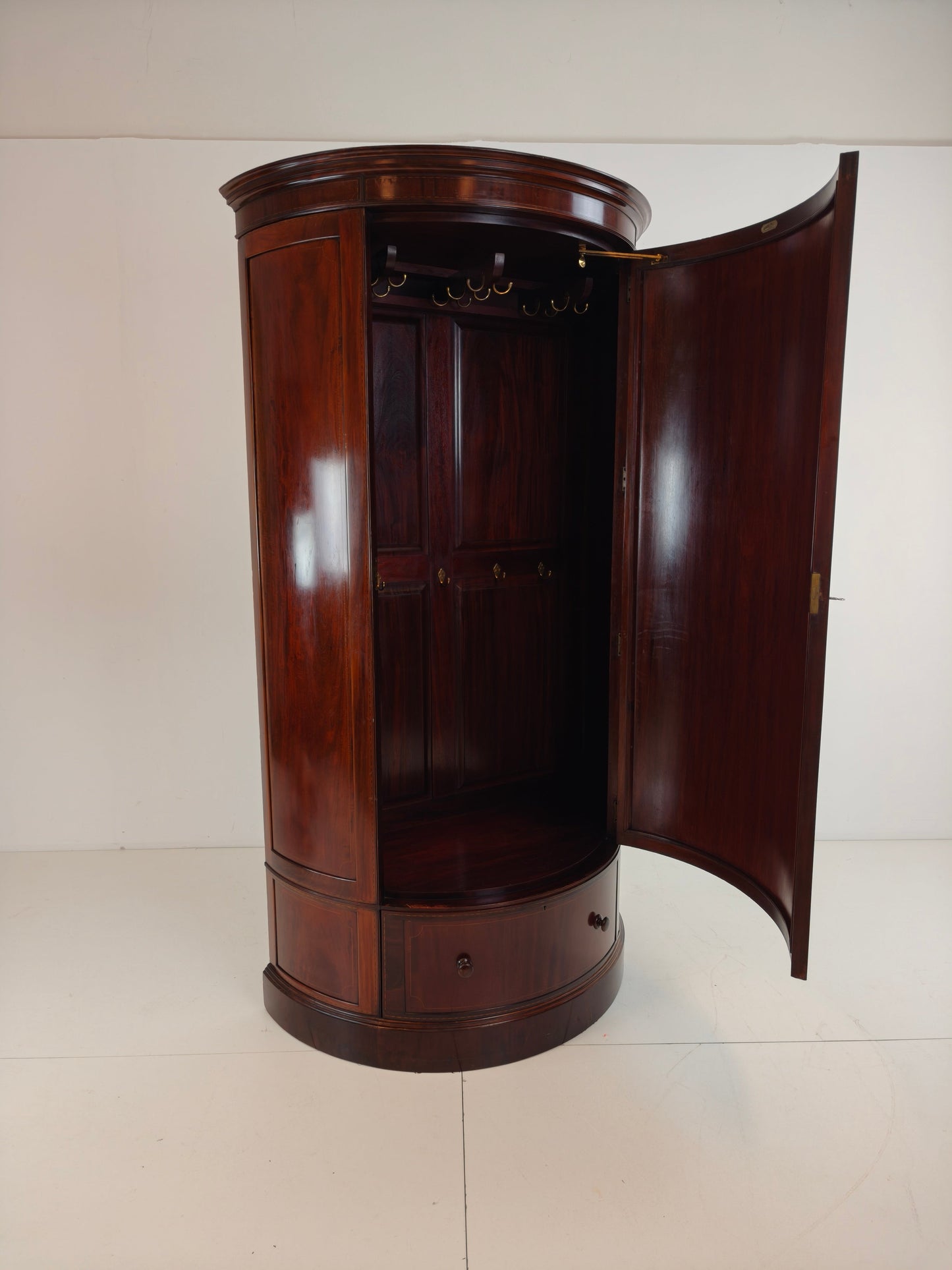 Edwardian Mahogany Bow-Fronted Wardrobe by Maple & Co Edwardian Mahogany Bow-Fronted Wardrobe by Maple & Co