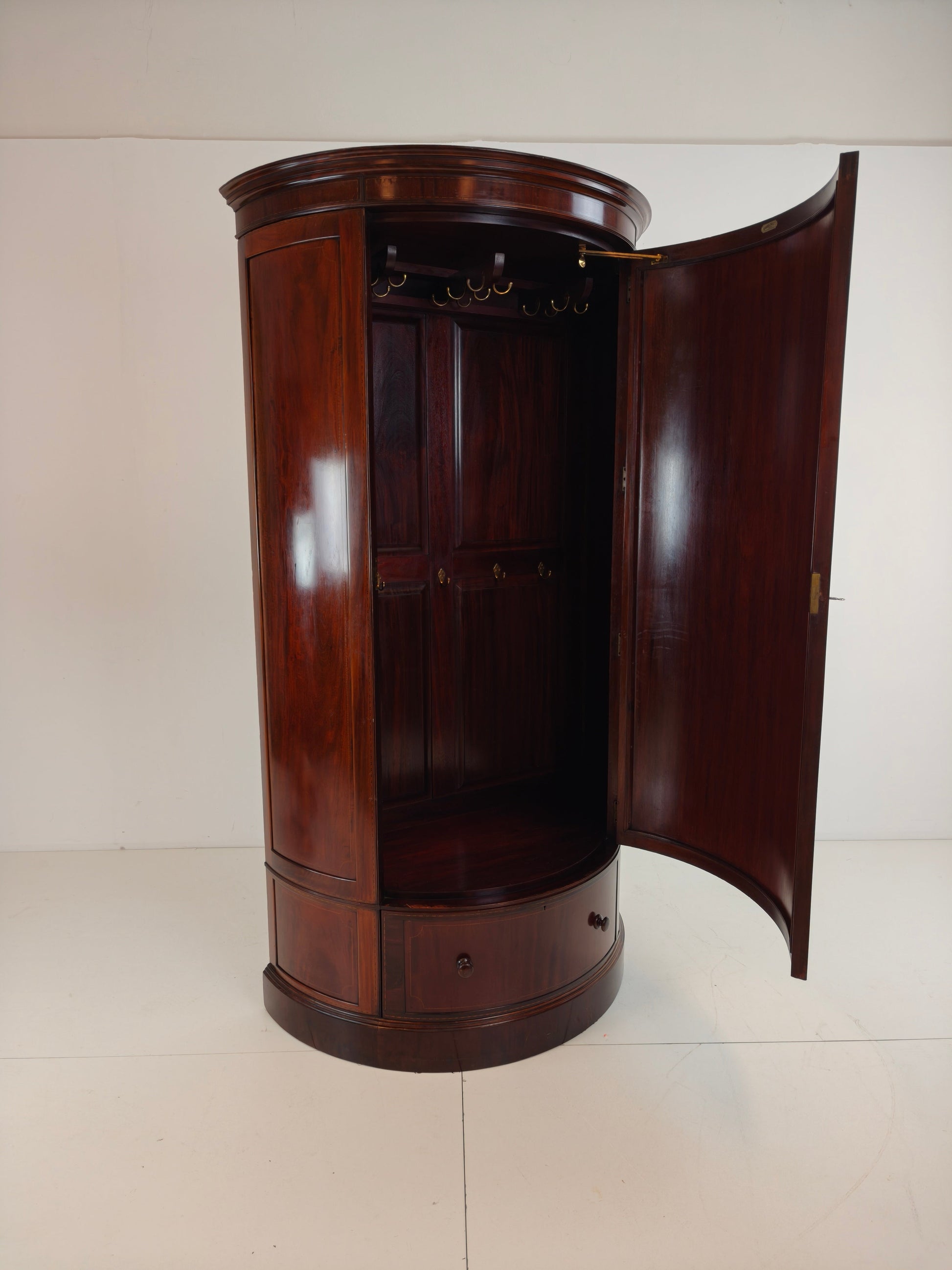 Edwardian Mahogany Bow-Fronted Wardrobe by Maple & Co Edwardian Mahogany Bow-Fronted Wardrobe by Maple & Co