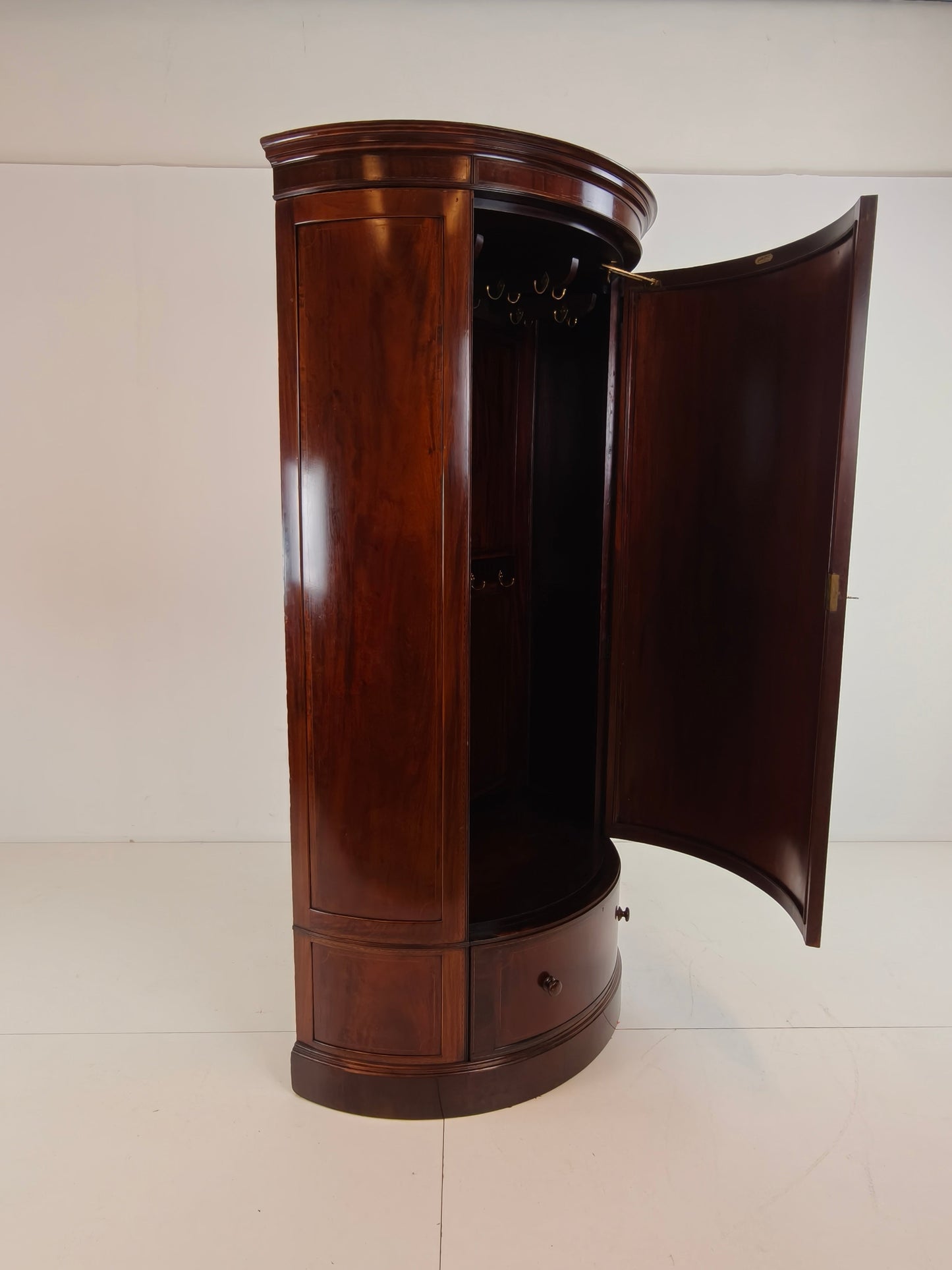 Edwardian Mahogany Bow-Fronted Wardrobe by Maple & Co Edwardian Mahogany Bow-Fronted Wardrobe by Maple & Co