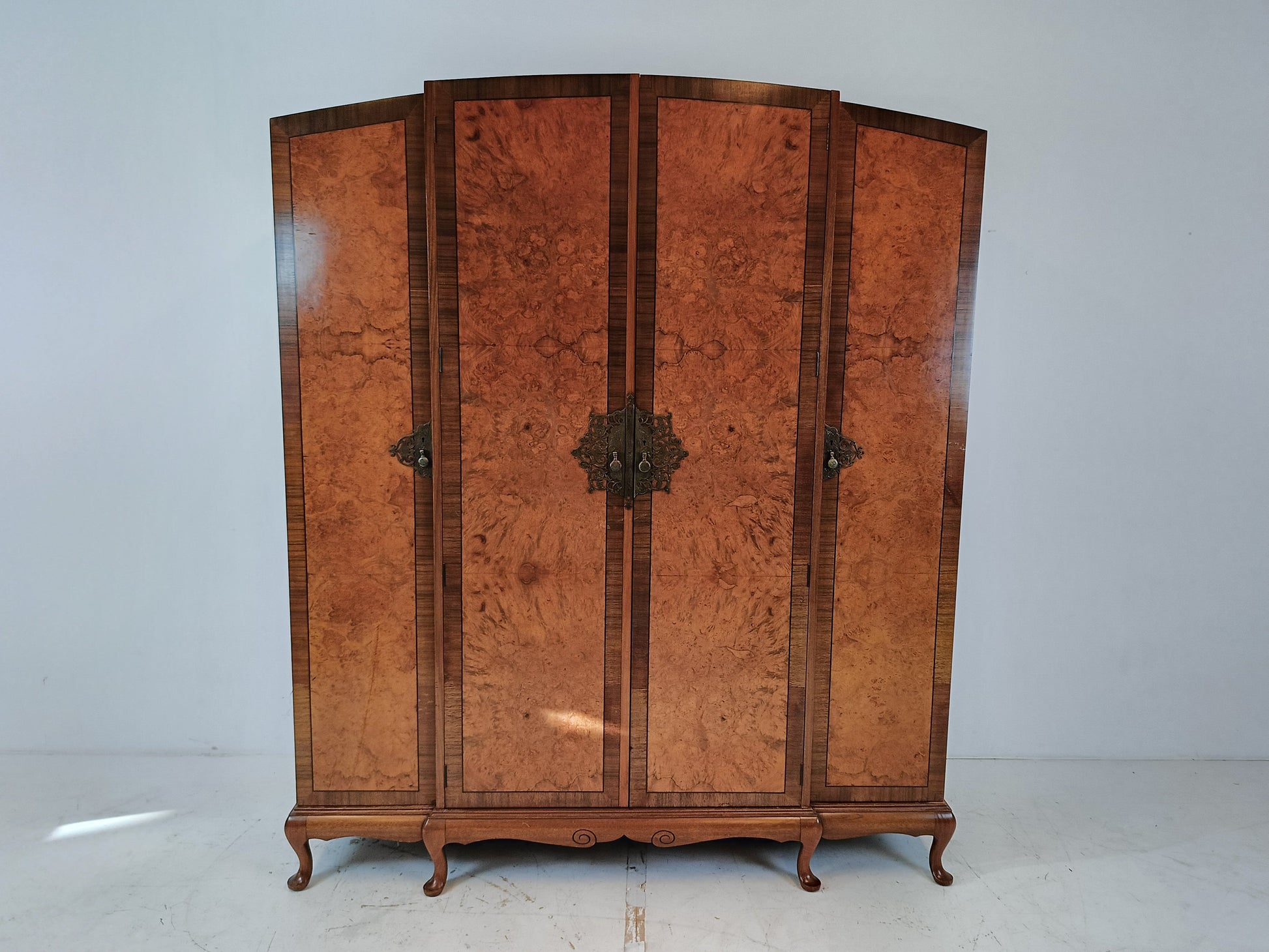 English Burr Walnut Large Waring and Gillow Wardrobe English Burr Walnut Large Waring and Gillow Wardrobe