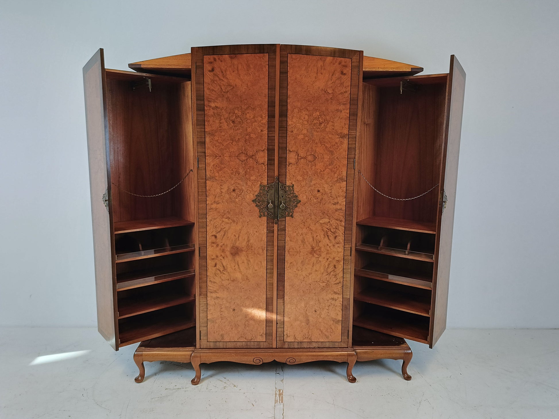 English Burr Walnut Large Waring and Gillow Wardrobe English Burr Walnut Large Waring and Gillow Wardrobe