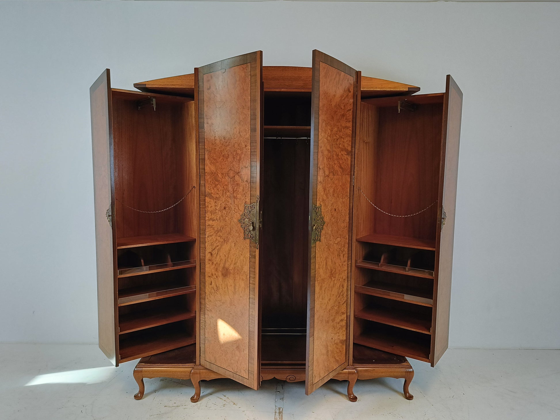 English Burr Walnut Large Waring and Gillow Wardrobe English Burr Walnut Large Waring and Gillow Wardrobe