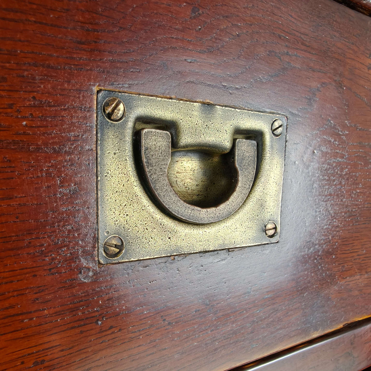 English Campaign Chest of Drawers with Brass Hardware – 20th Century English Campaign Chest of Drawers with Brass Hardware – 20th Century