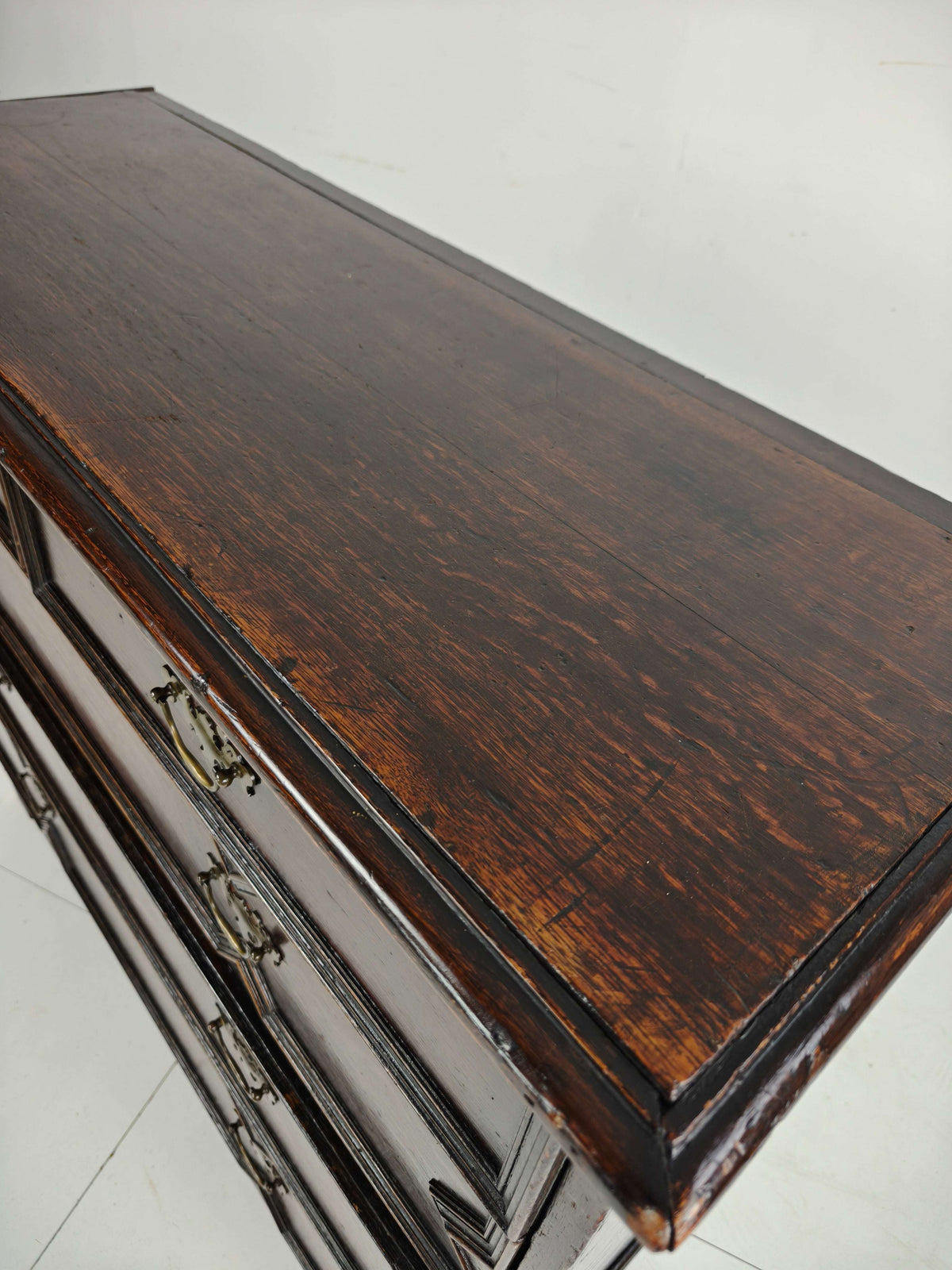 English Geometric-Panelled Oak Chest of Drawers, circa 1680 English Geometric-Panelled Oak Chest of Drawers, circa 1680