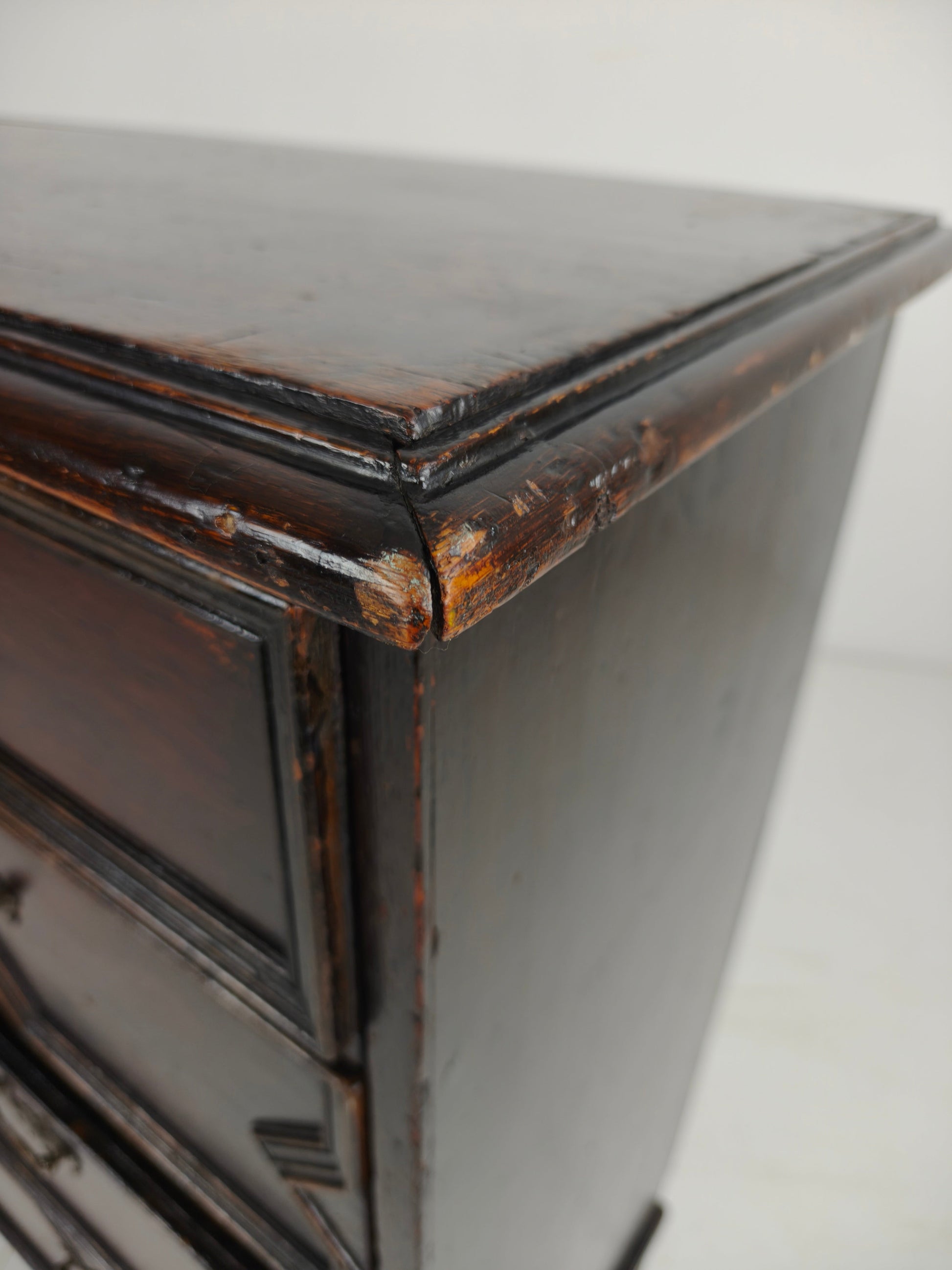 English Geometric-Panelled Oak Chest of Drawers, circa 1680 English Geometric-Panelled Oak Chest of Drawers, circa 1680