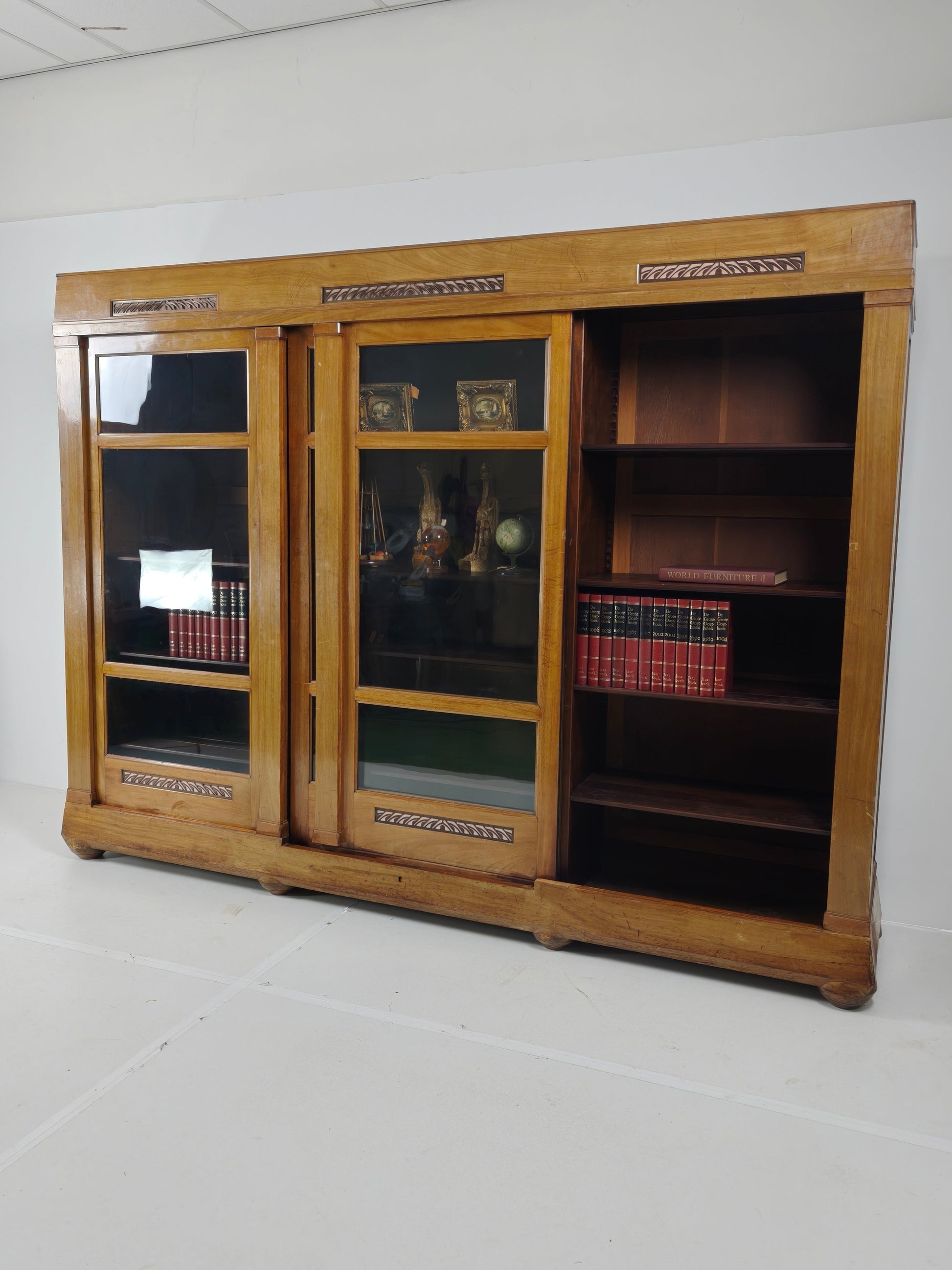 Exceptional Unique Large Display Book Cabinet Art Deco, 1920's Exceptional Unique Large Display Book Cabinet Art Deco, 1920's