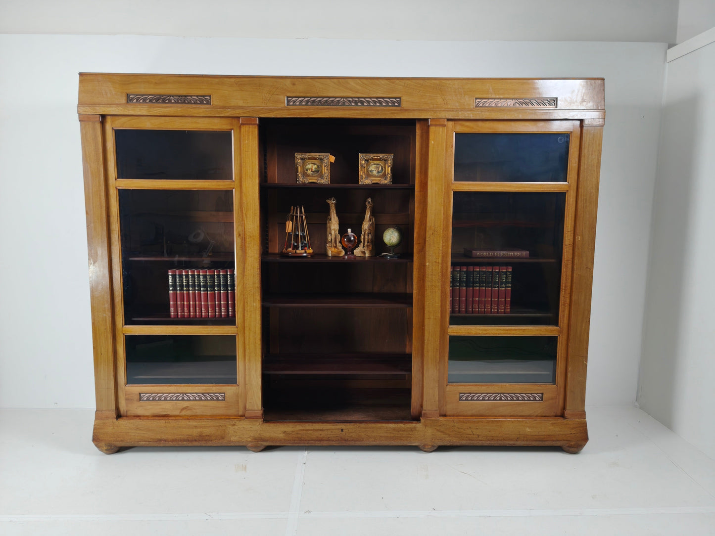 Exceptional Unique Large Display Book Cabinet Art Deco, 1920's Exceptional Unique Large Display Book Cabinet Art Deco, 1920's