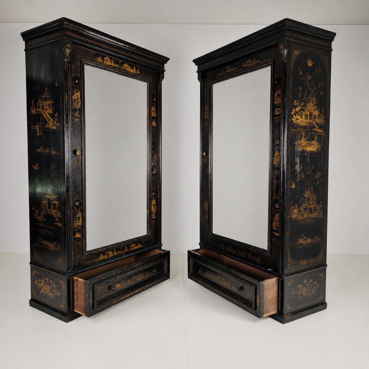 Pair of Chinoiserie Linen Cupboards/Wardrobes 19th Century