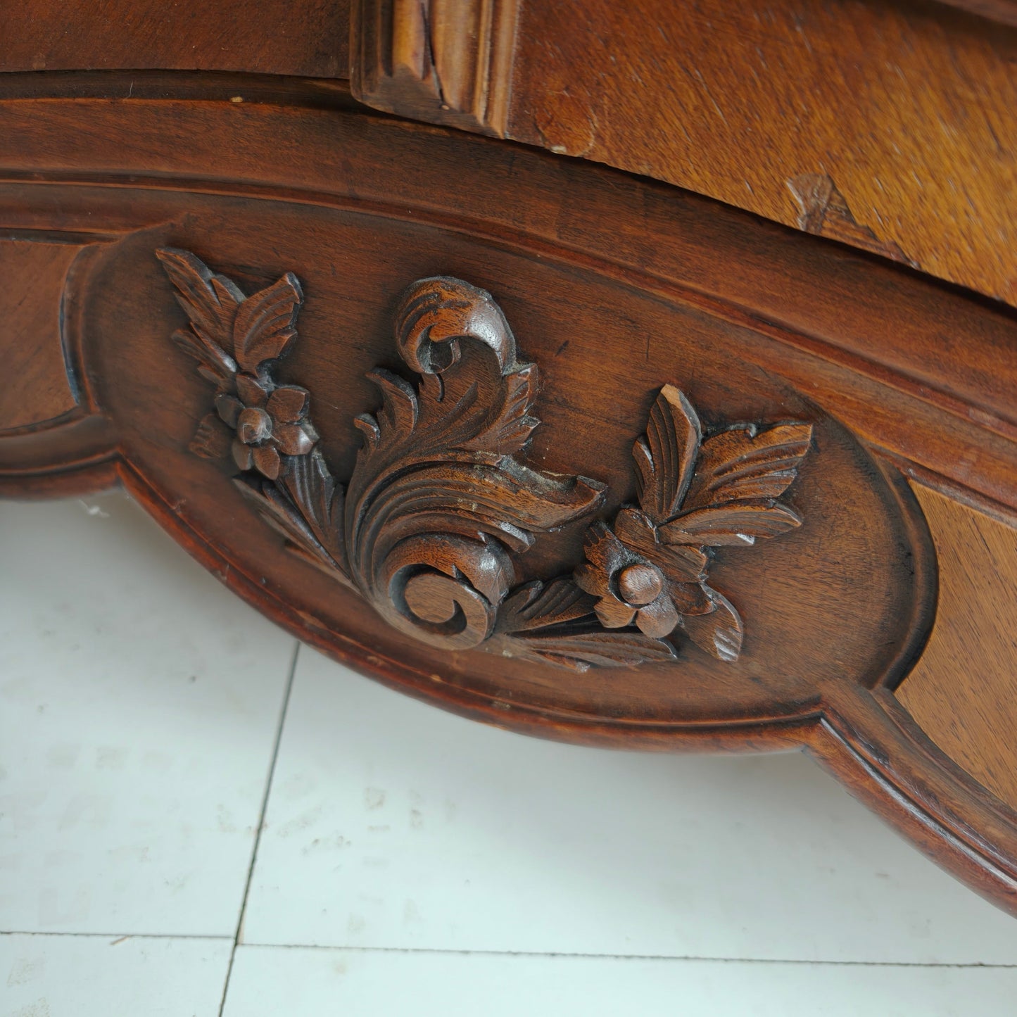 French Louis XV Style Carved Wood Wardrobe / Armoire with Mirrored Doors French Louis XV Style Carved Wood Wardrobe / Armoire with Mirrored Doors