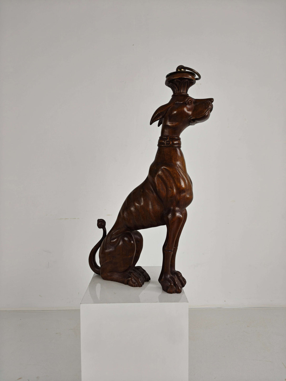 Hand-Carved Wooden Greyhound Statue -20th Century Hand-Carved Wooden Greyhound Statue -20th Century