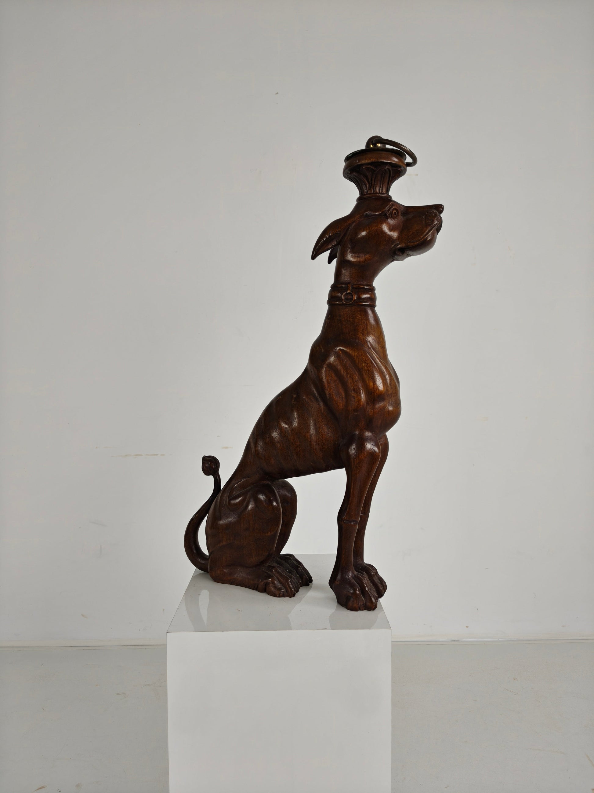 Hand-Carved Wooden Greyhound Statue -20th Century Hand-Carved Wooden Greyhound Statue -20th Century