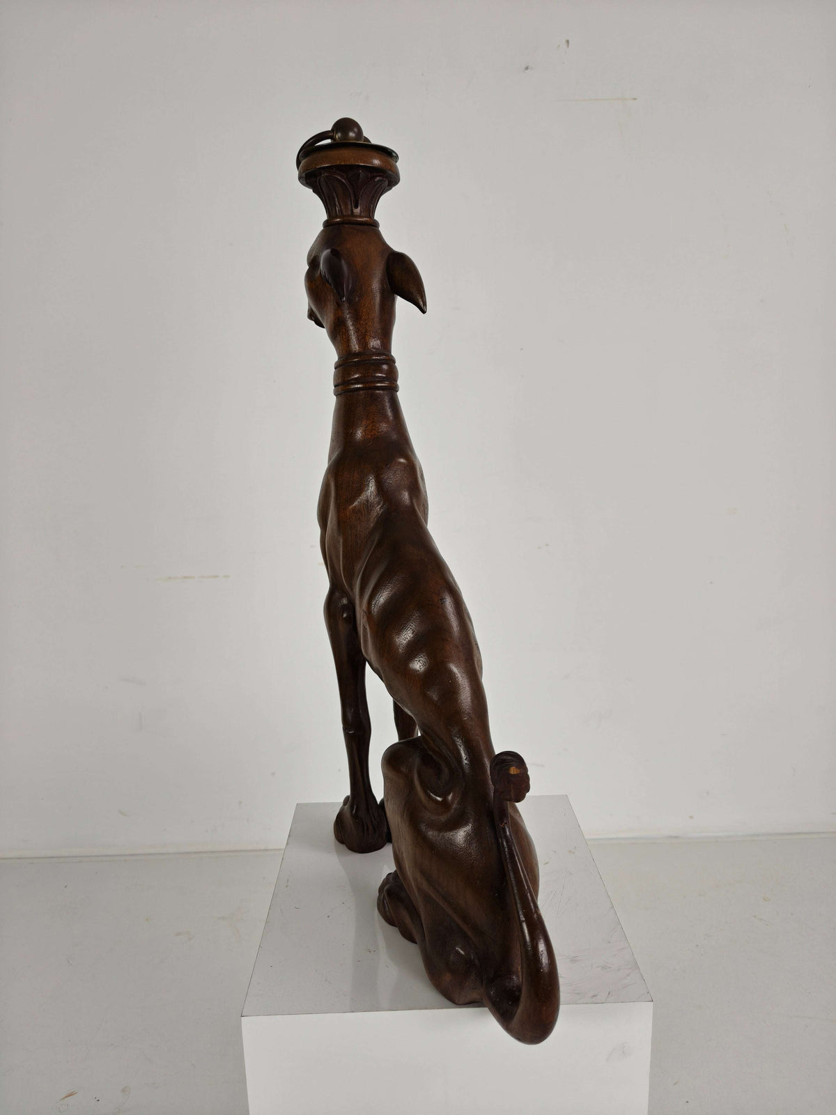 Hand-Carved Wooden Greyhound Statue -20th Century Hand-Carved Wooden Greyhound Statue -20th Century