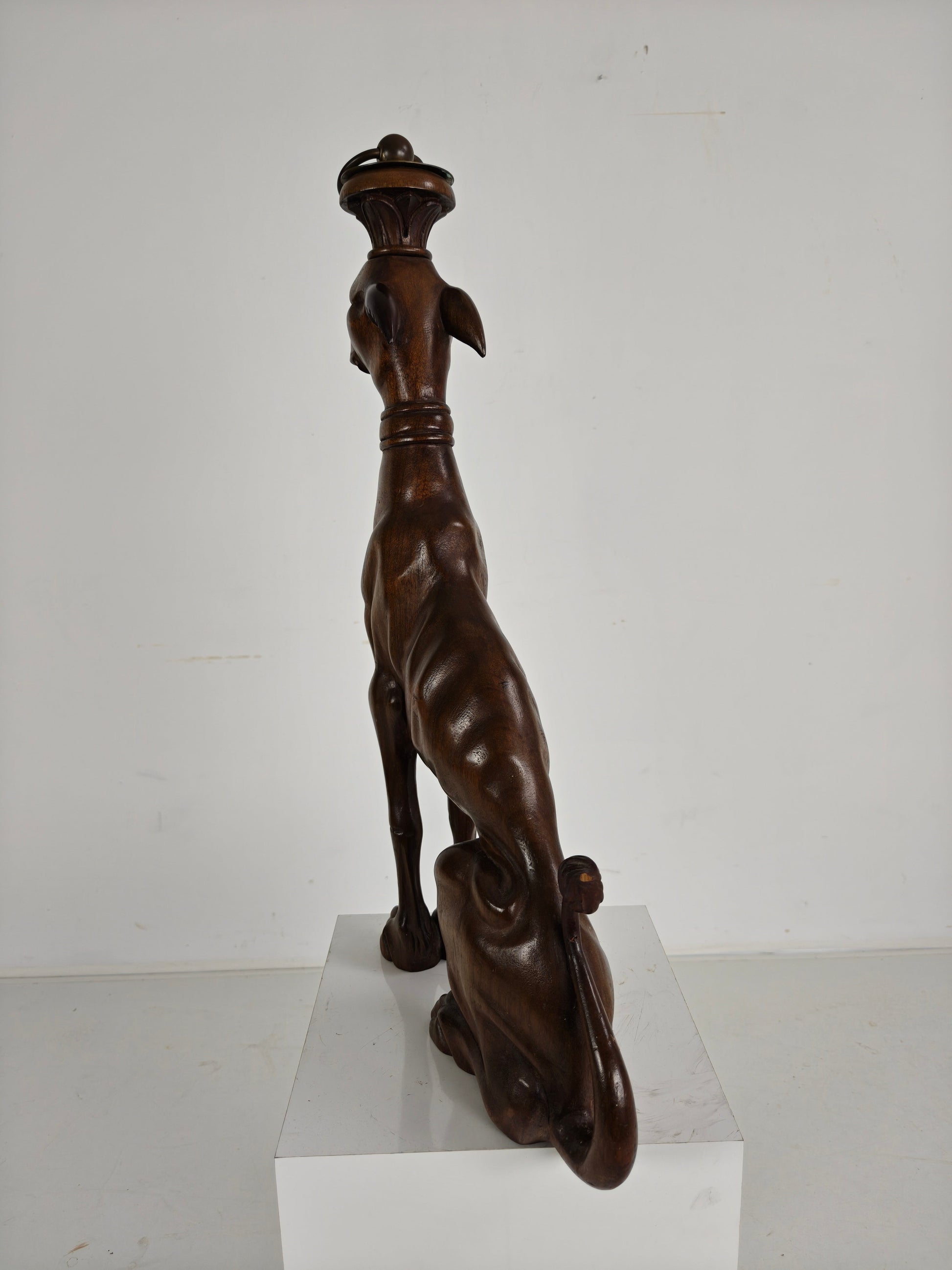 Hand-Carved Wooden Greyhound Statue -20th Century Hand-Carved Wooden Greyhound Statue -20th Century