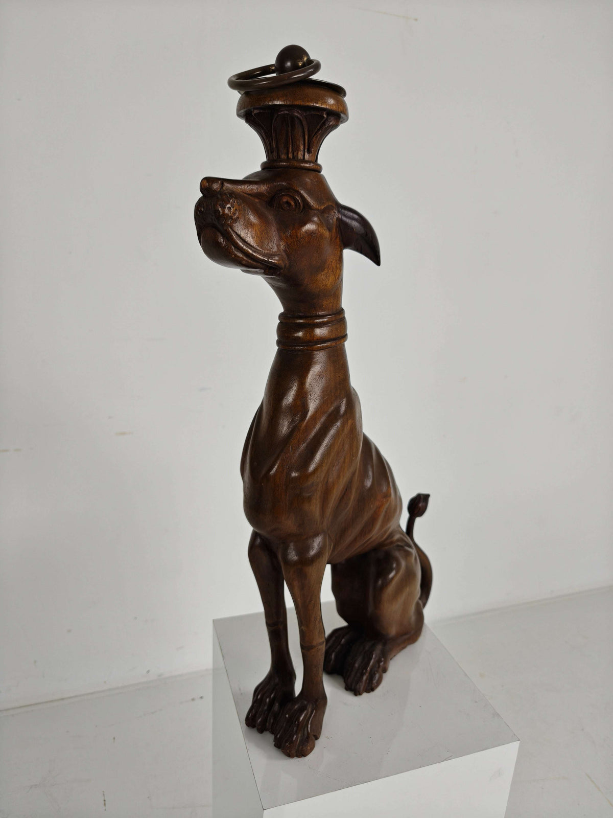 Hand-Carved Wooden Greyhound Statue -20th Century Hand-Carved Wooden Greyhound Statue -20th Century