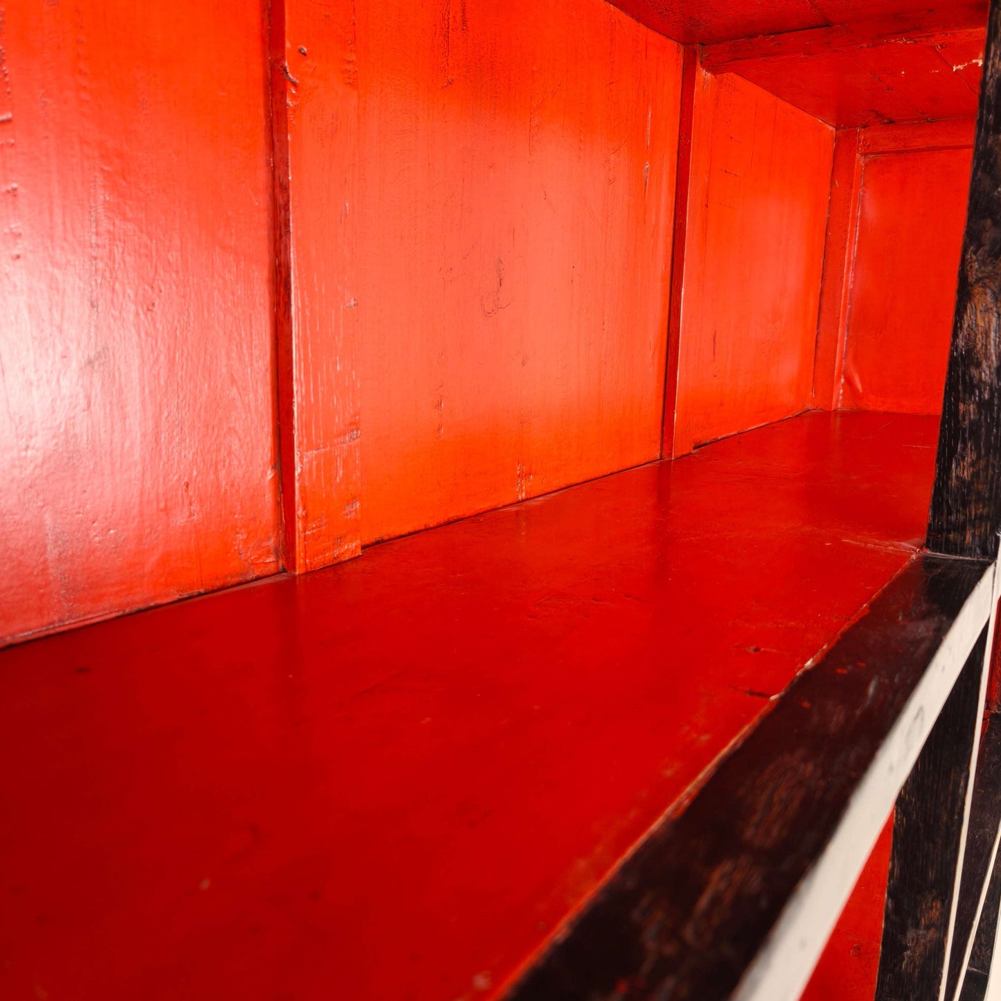 Large Antique Chinese Display Cabinet / Open Bookcase with Red Lacquer Interior Large Antique Chinese Display Cabinet / Open Bookcase with Red Lacquer Interior