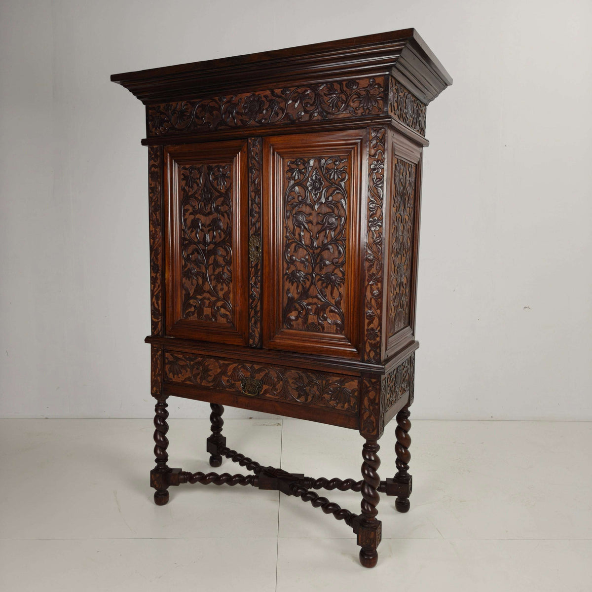 Late 19th Century Carved Colonial Cabinet – Dutch East Indies Late 19th Century Carved Colonial Cabinet – Dutch East Indies
