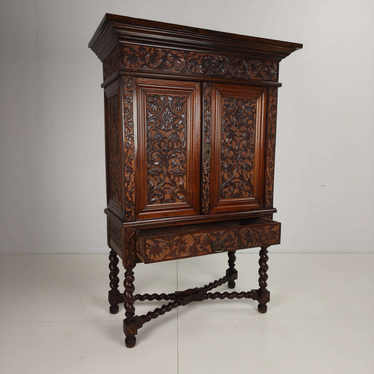 Late 19th Century Carved Colonial Cabinet – Dutch East Indies Late 19th Century Carved Colonial Cabinet – Dutch East Indies
