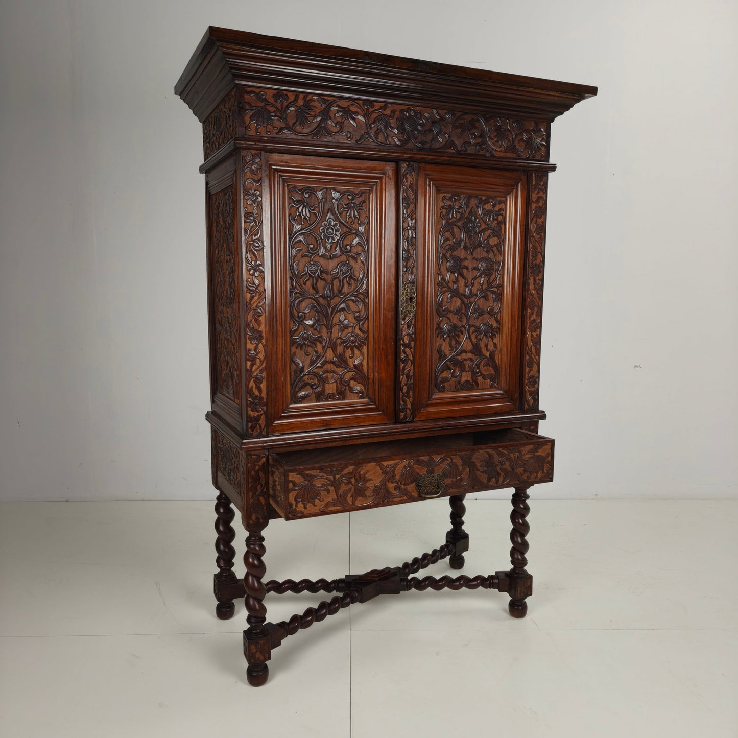 Late 19th Century Carved Colonial Cabinet – Dutch East Indies Late 19th Century Carved Colonial Cabinet – Dutch East Indies