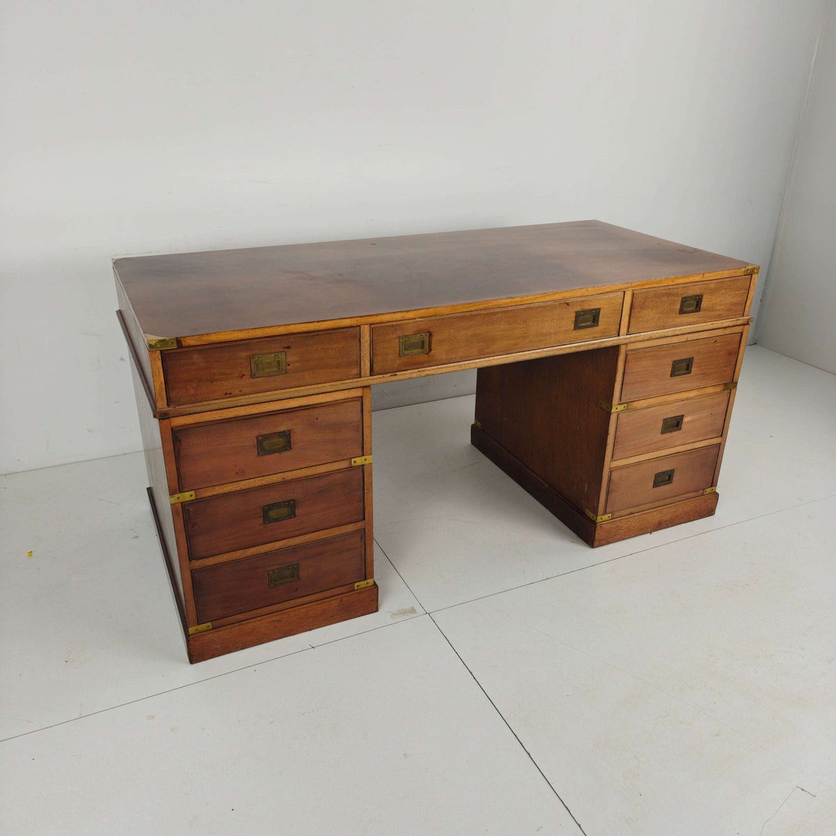 Late 20th Century English Campaign Style Desk Late 20th Century English Campaign Style Desk