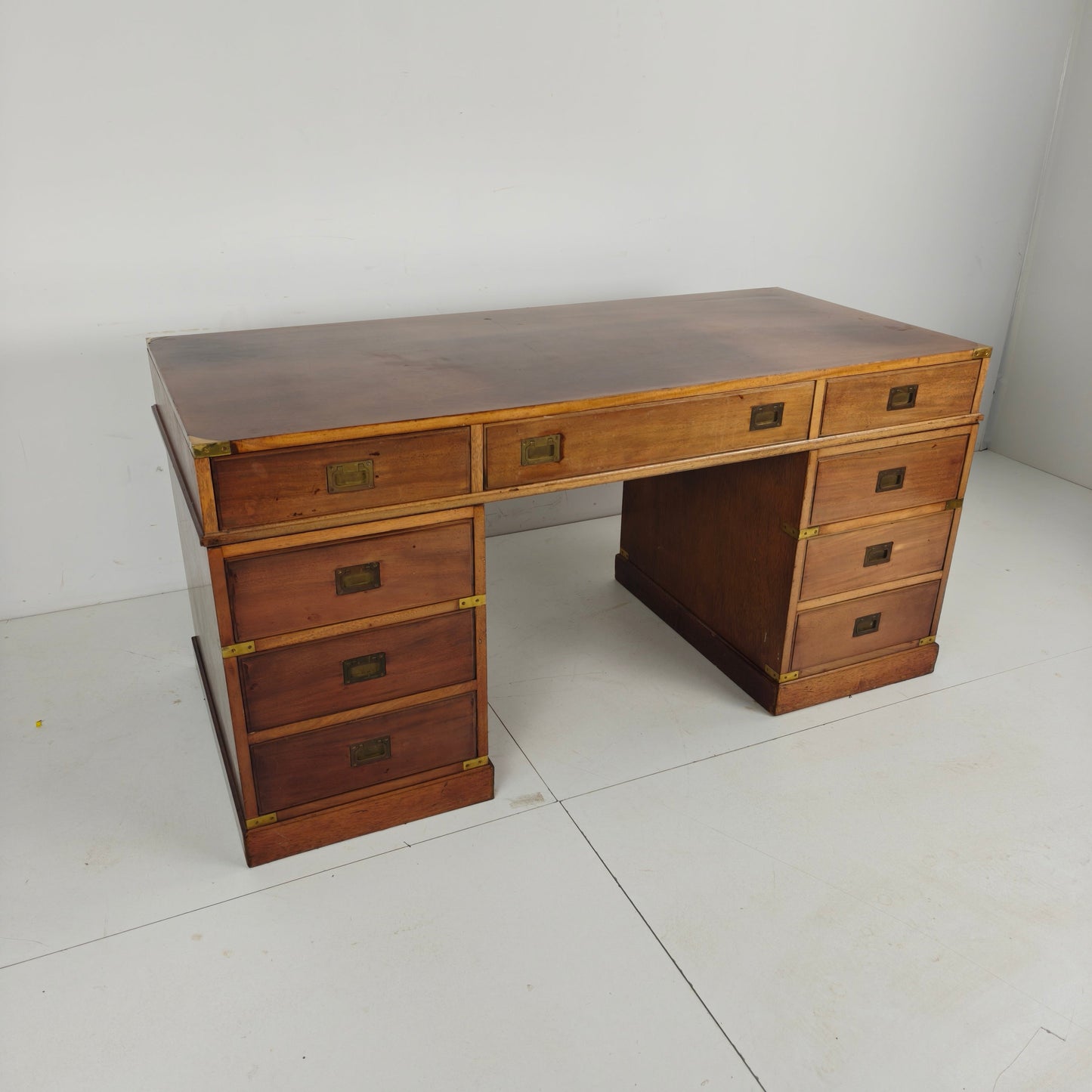 Late 20th Century English Campaign Style Desk Late 20th Century English Campaign Style Desk