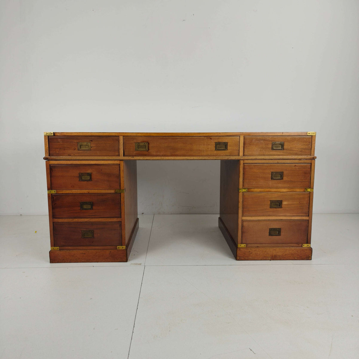 Late 20th Century English Campaign Style Desk Late 20th Century English Campaign Style Desk