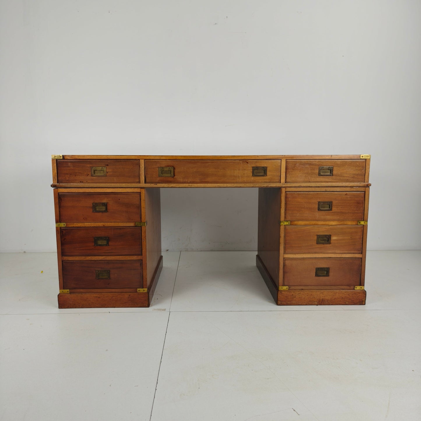 Late 20th Century English Campaign Style Desk Late 20th Century English Campaign Style Desk